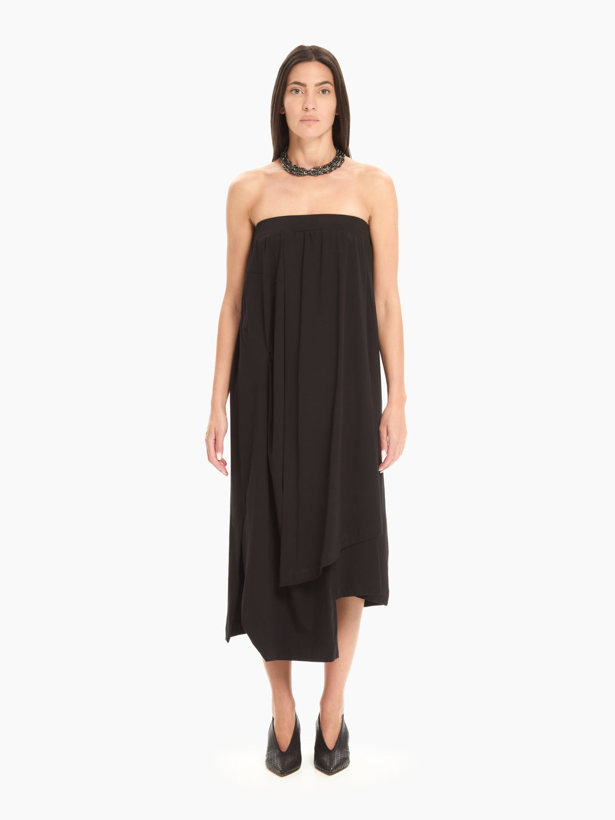 IXOS Abito con drappeggio asimmetrico NERO