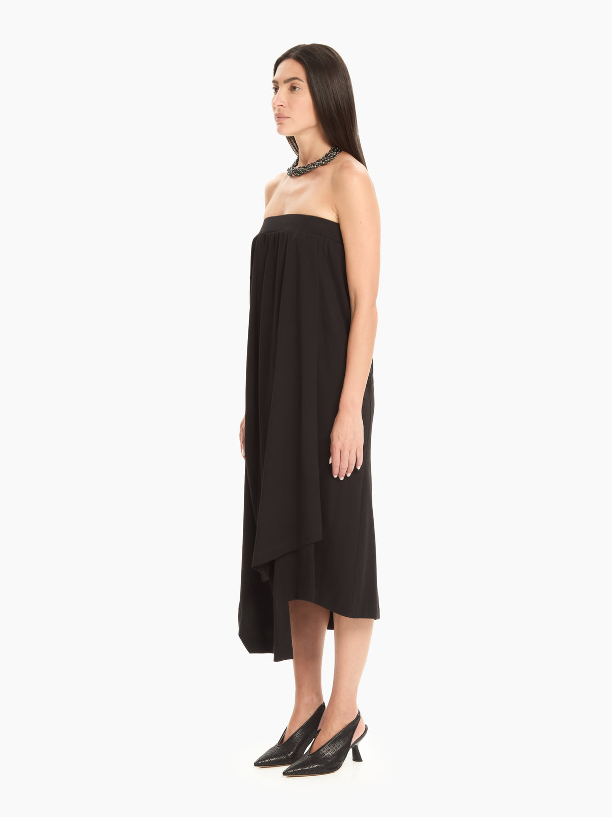 IXOS Abito con drappeggio asimmetrico NERO