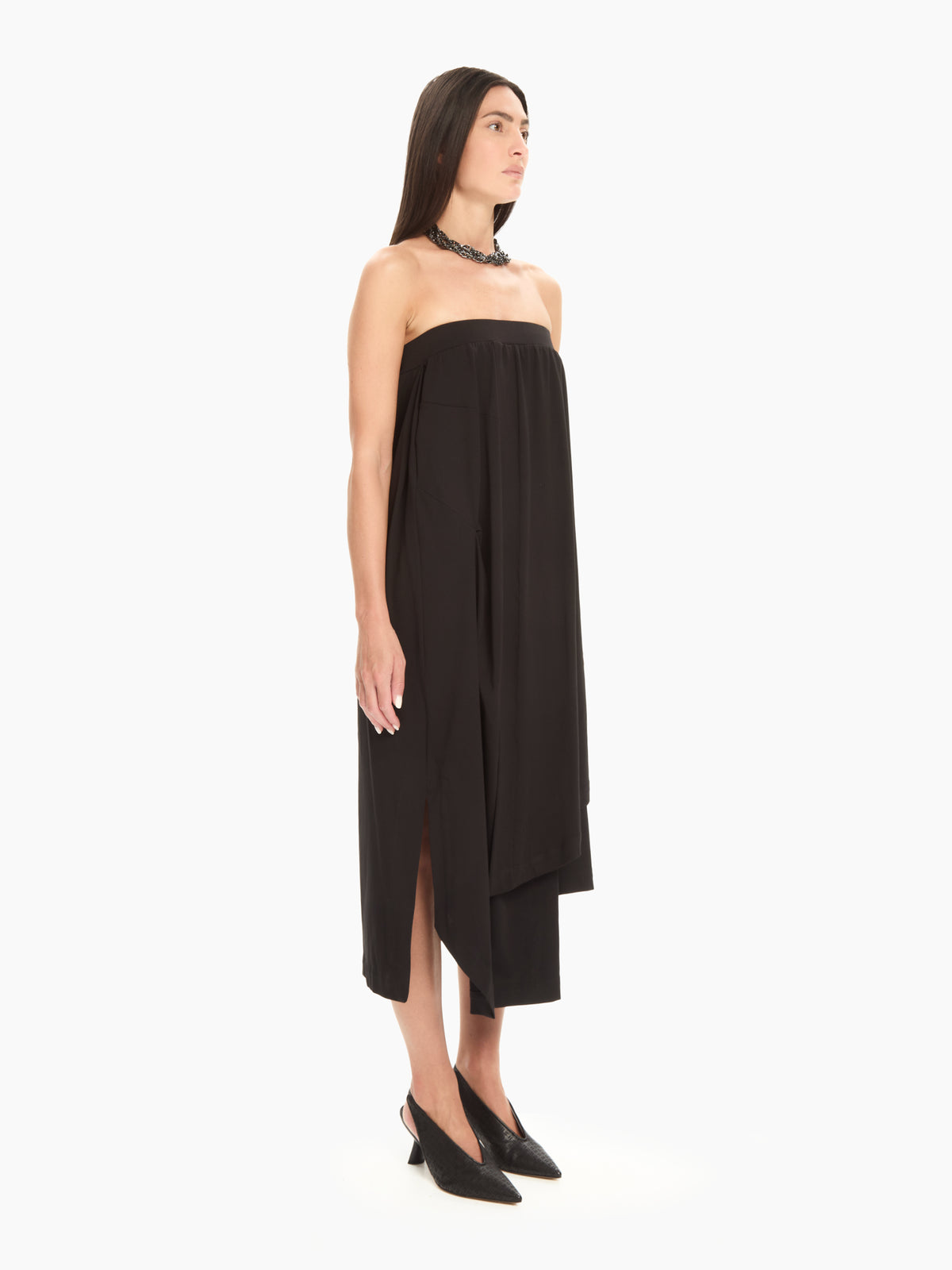 IXOS Abito con drappeggio asimmetrico NERO