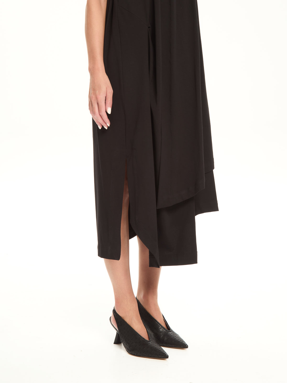 IXOS Abito con drappeggio asimmetrico NERO