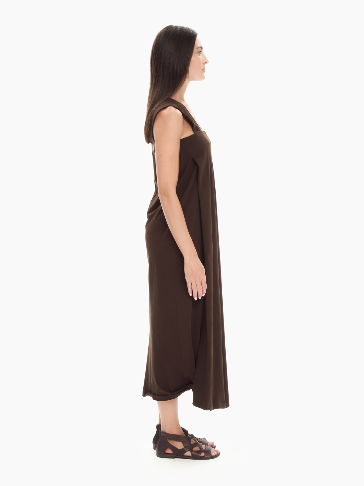 IXOS Abito con spalline asimmetriche MARRONE