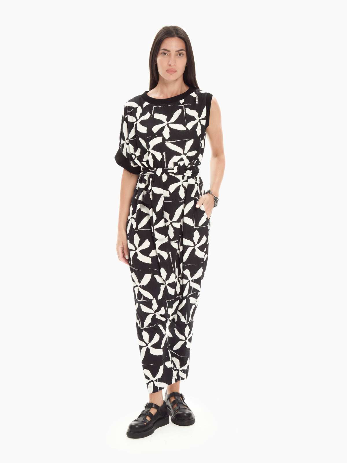 IXOS Tuta con stampa e cavallo basso  NERO