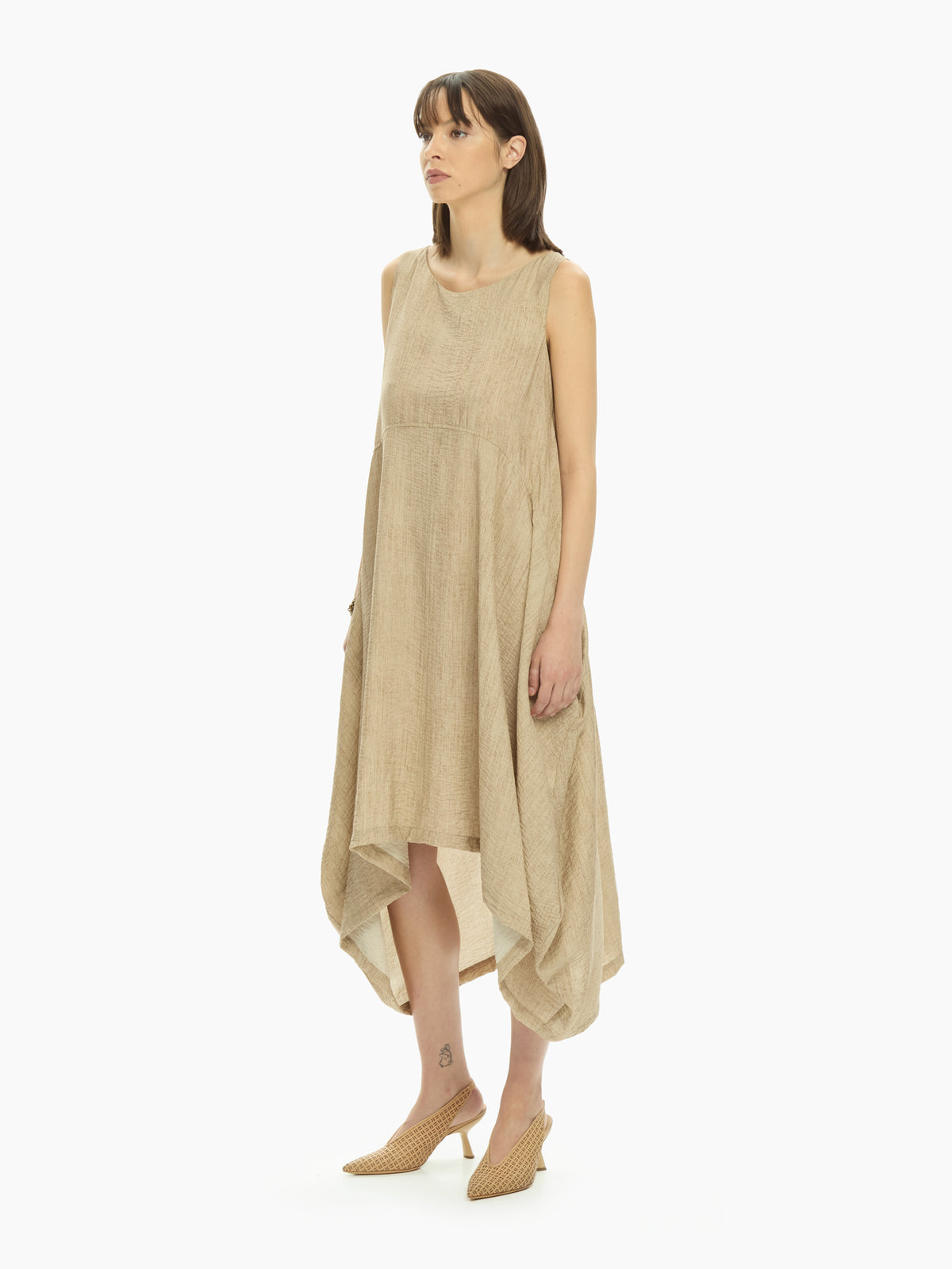 IXOS Abito asimmetrico drappeggiato BEIGE