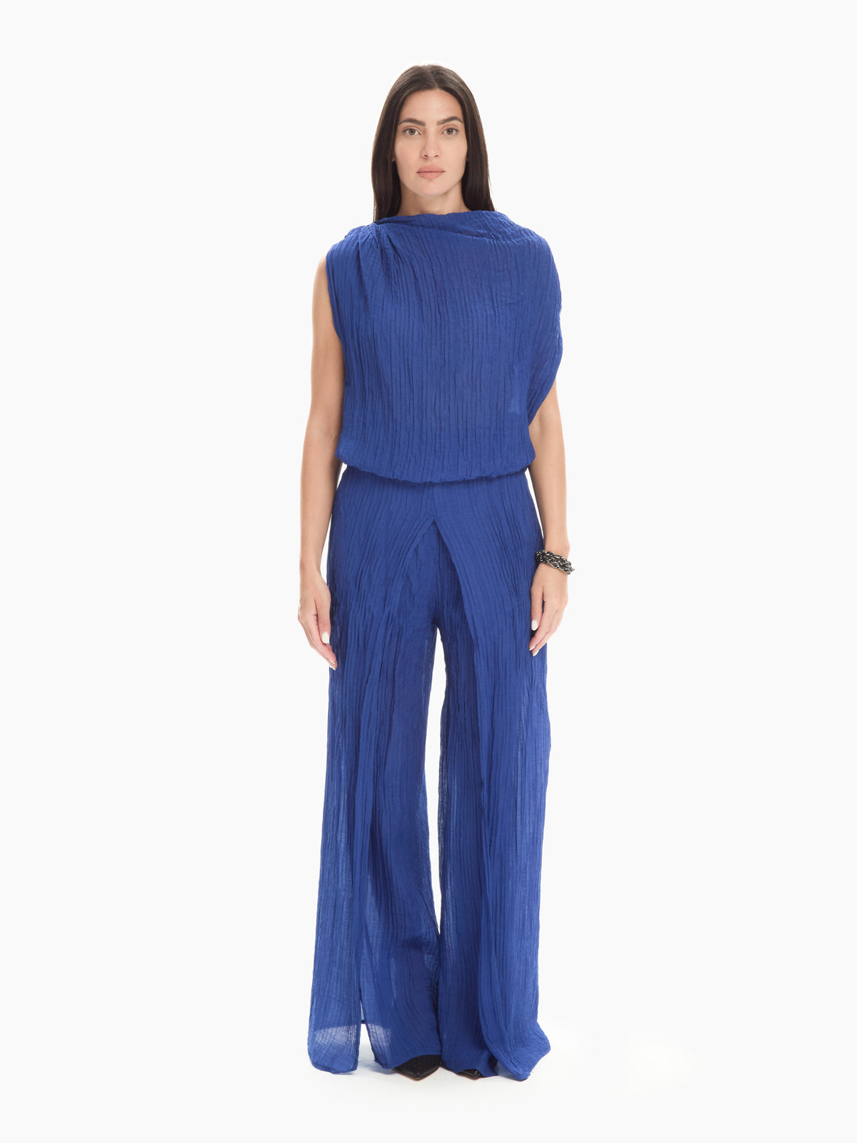 IXOS Tuta fluida con collo drappeggiato  BLU