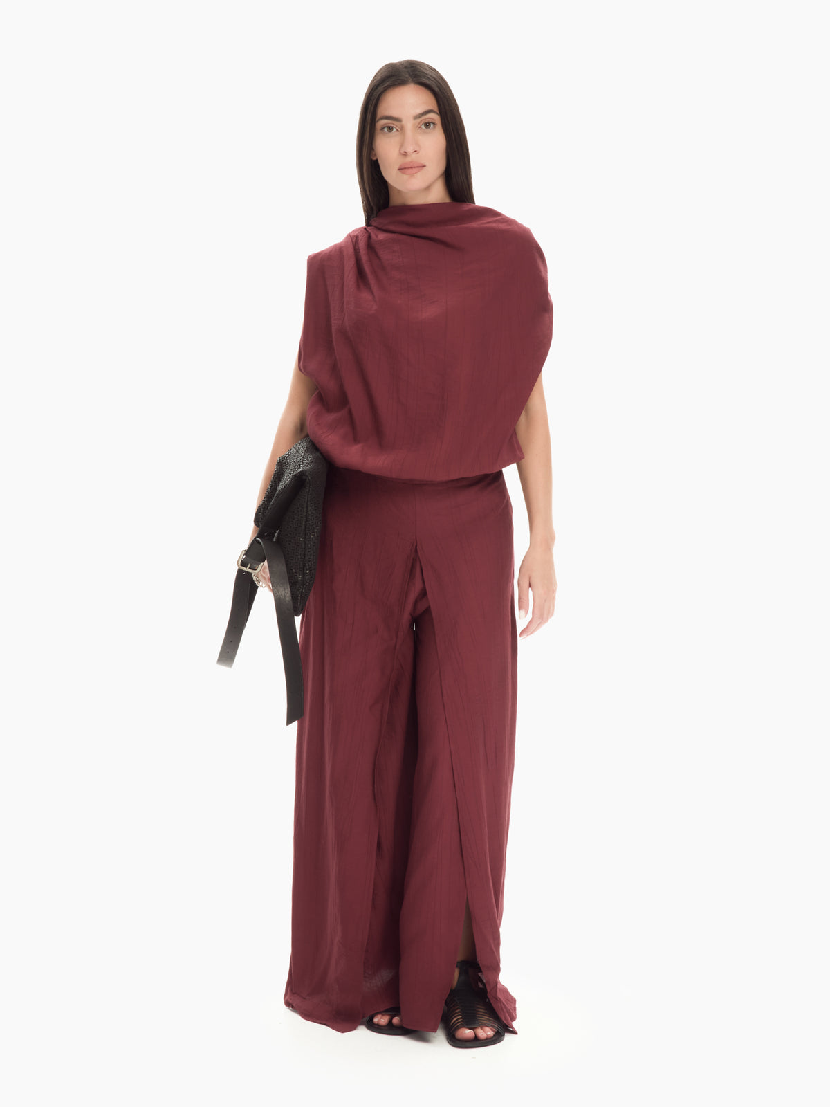 IXOS Tuta fluida con scollo drappeggiato BEIGE