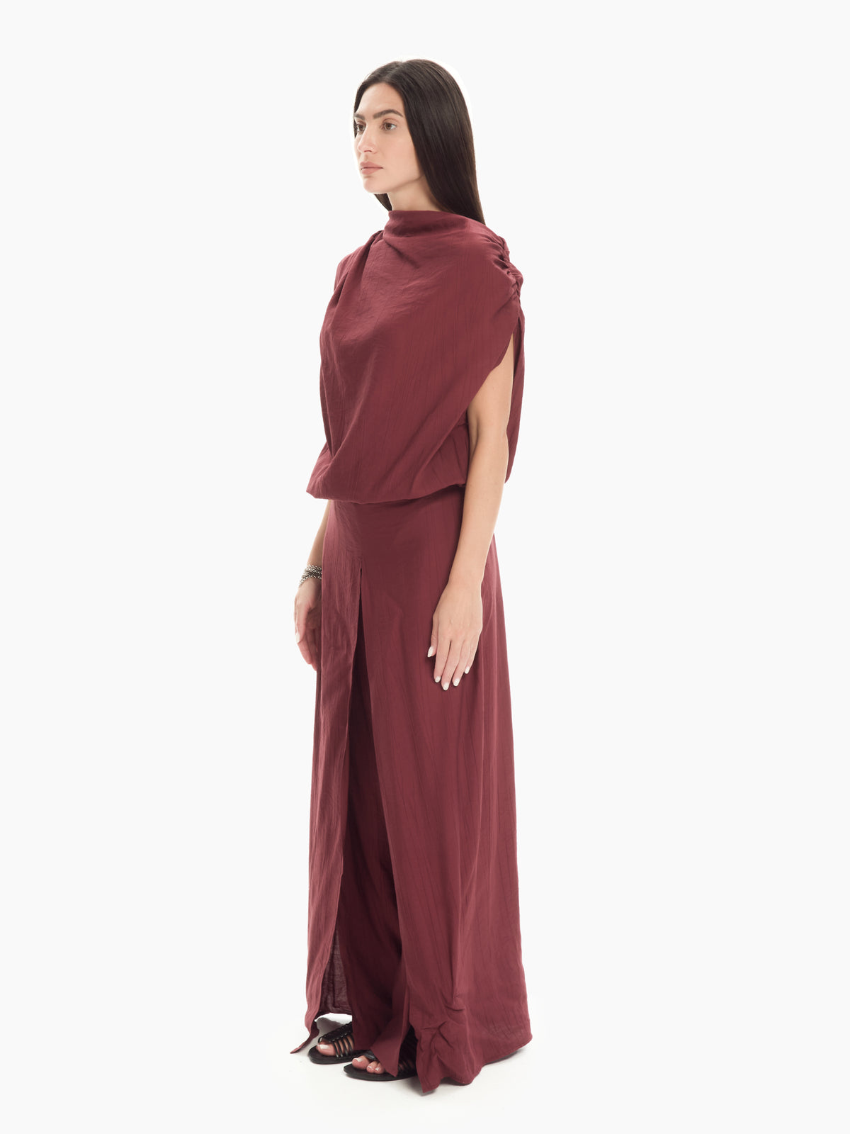 IXOS Tuta fluida con scollo drappeggiato BEIGE