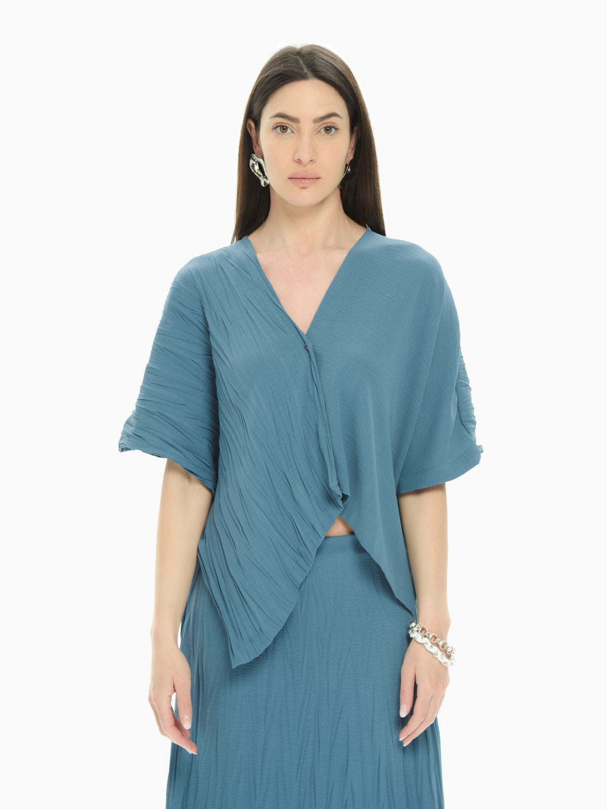 IXOS Top asimmetrico AZZURRO