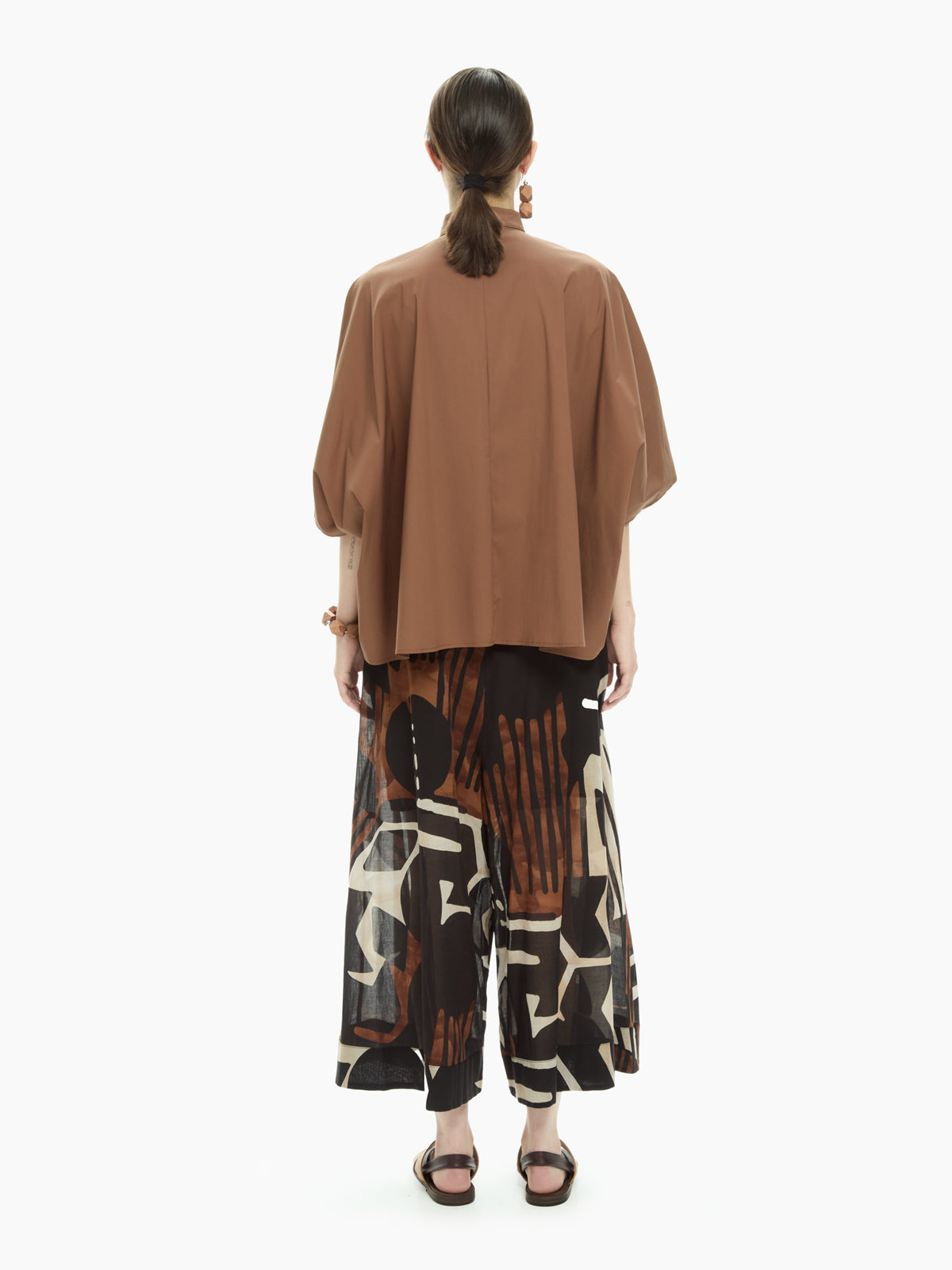 IXOS Camicia ampia con collo rialzato MARRONE