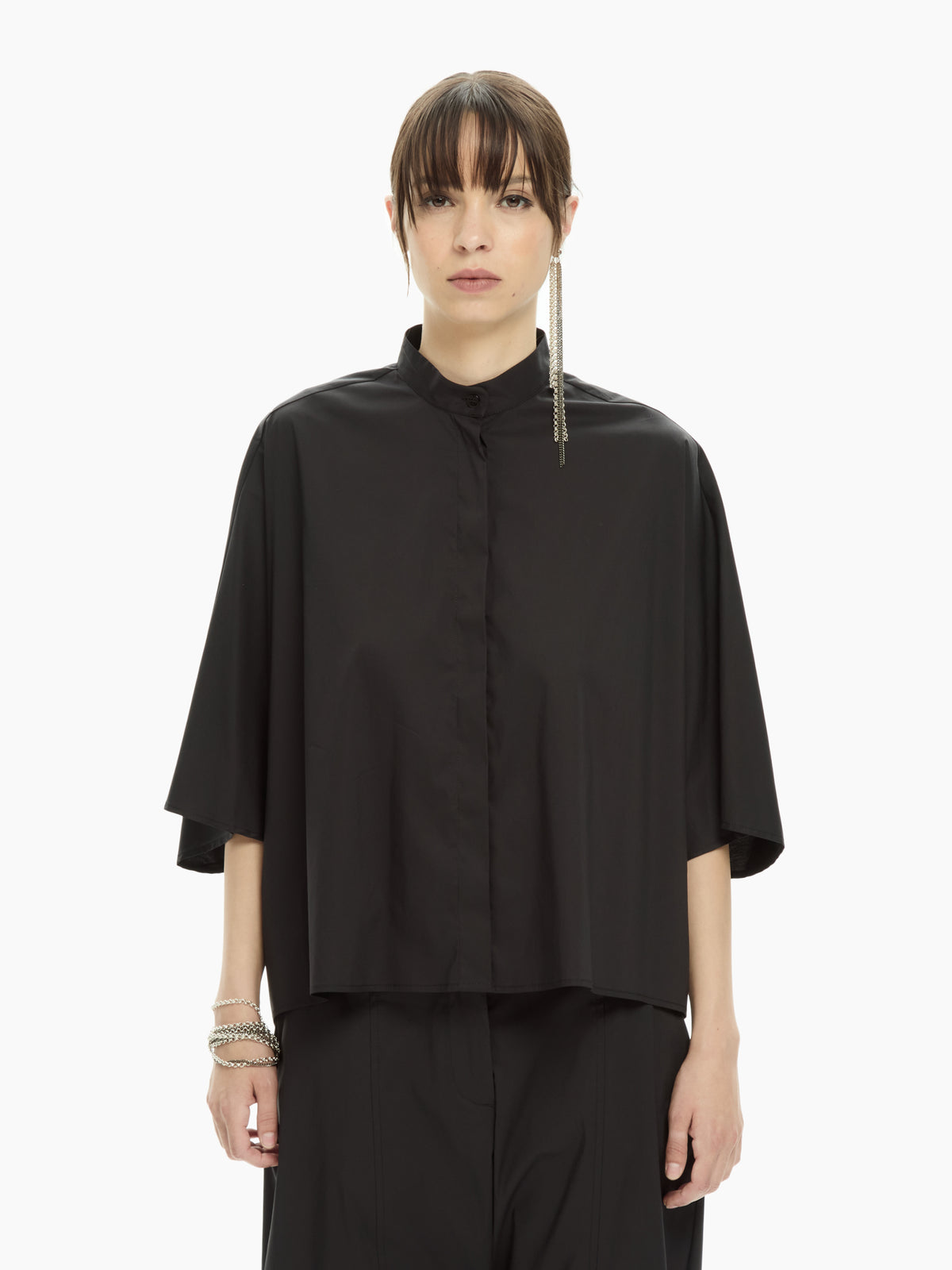 IXOS Camicia ampia con collo rialzato NERO