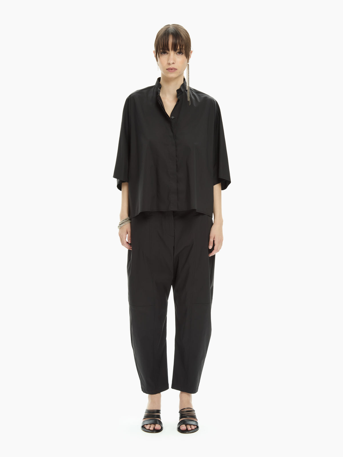 IXOS Camicia ampia con collo rialzato NERO