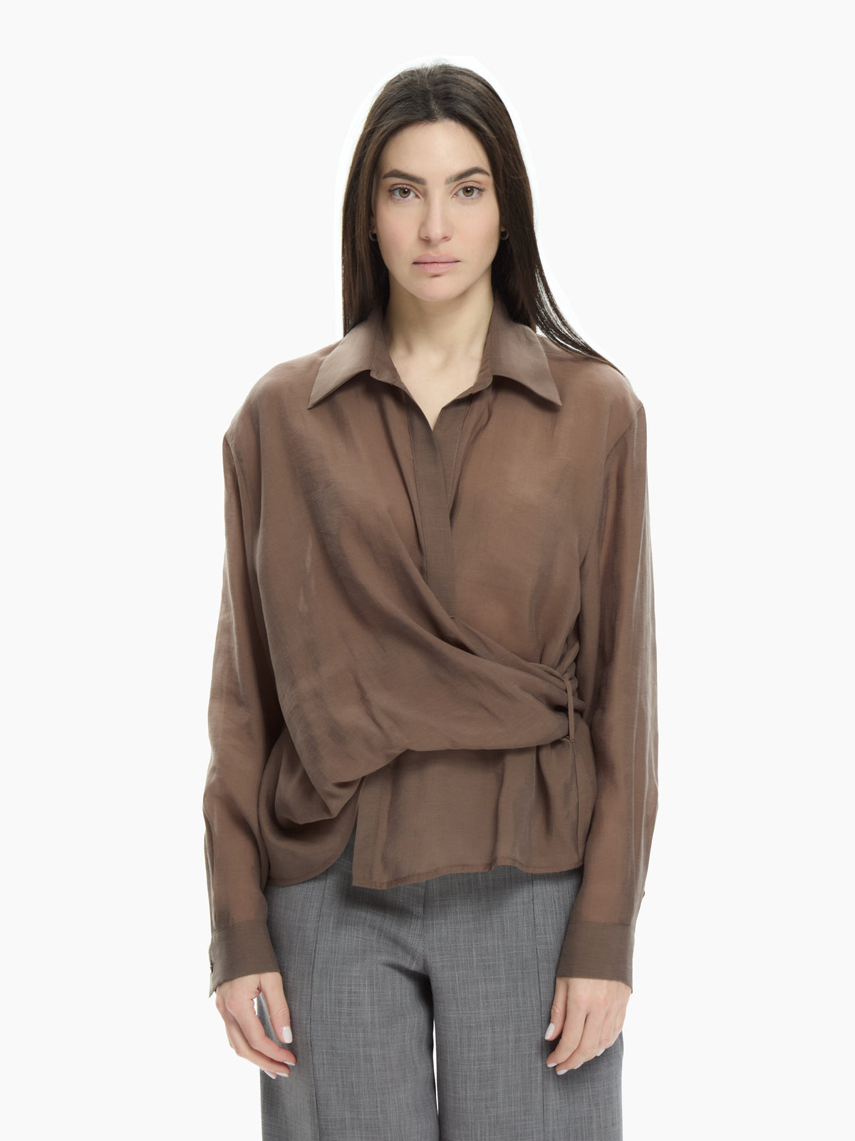 IXOS Camicia incrociata con scollo a V BEIGE