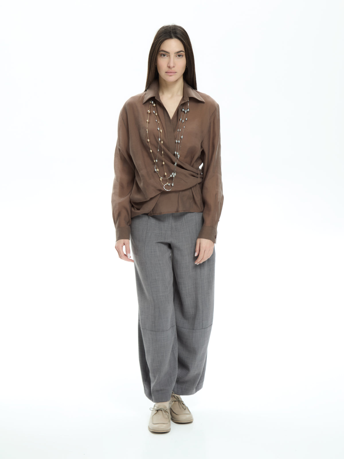IXOS Camicia incrociata con scollo a V BEIGE