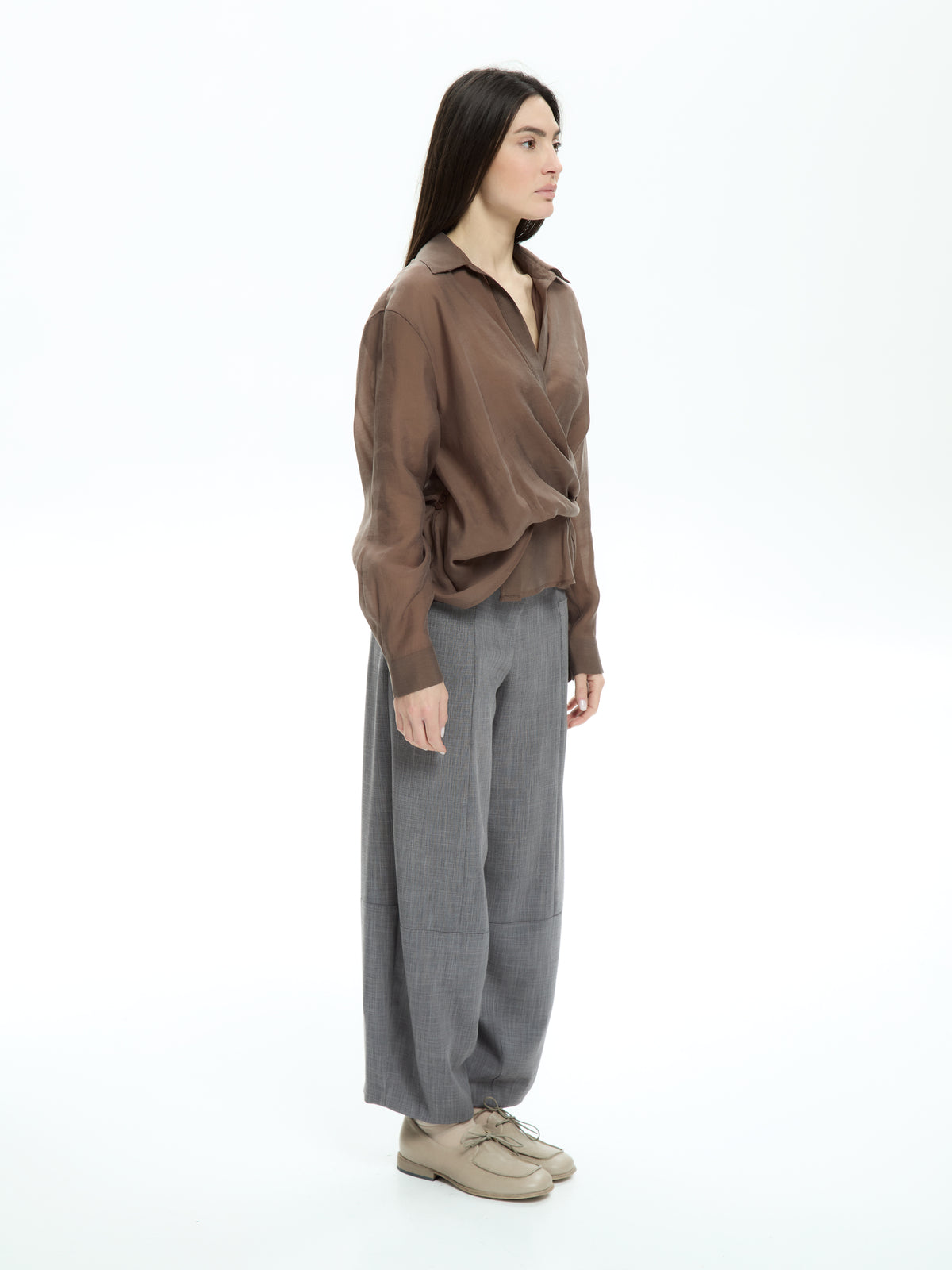 IXOS Camicia incrociata con scollo a V BEIGE