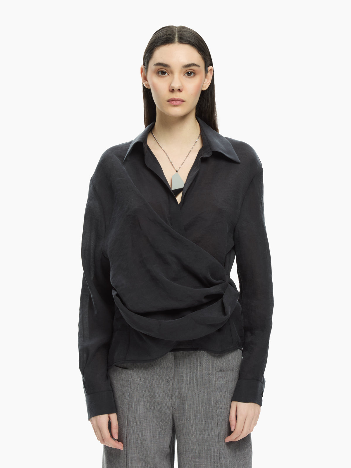 IXOS Camicia incrociata con scollo a V NERO