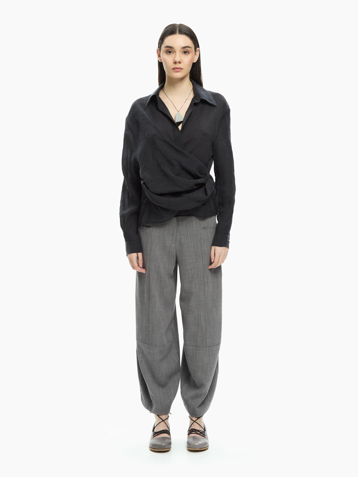 IXOS Camicia incrociata con scollo a V NERO