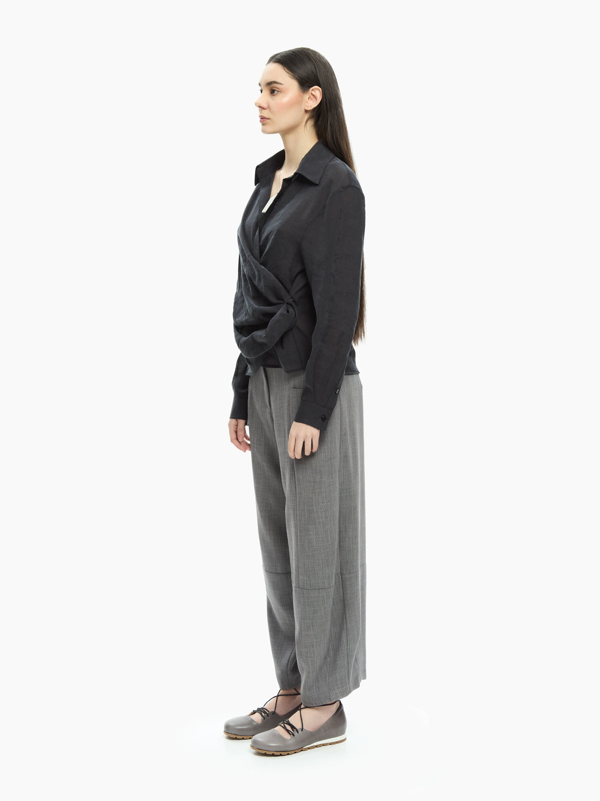 IXOS Camicia incrociata con scollo a V NERO