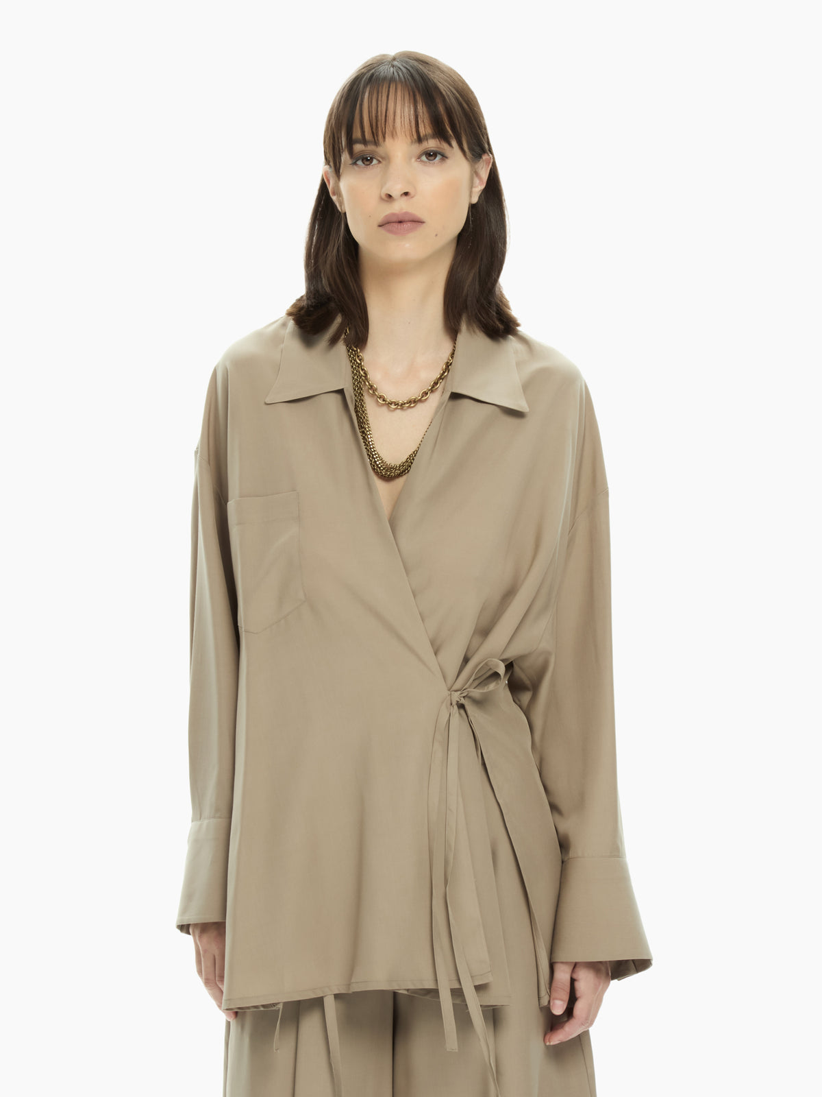 IXOS Camicia incrociata MARRONE