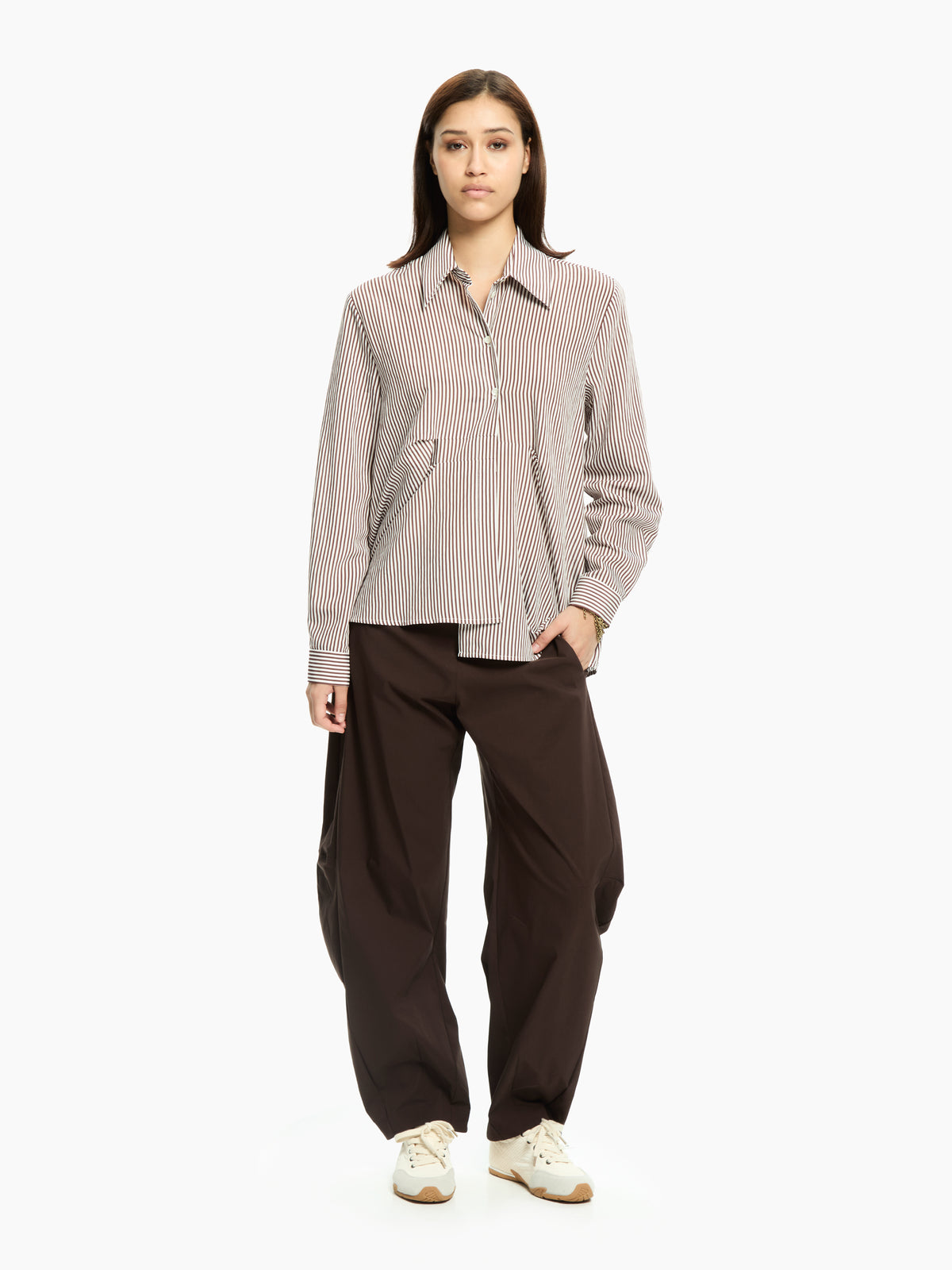 IXOS Camicia con costruzione asimmetrica MARRONE