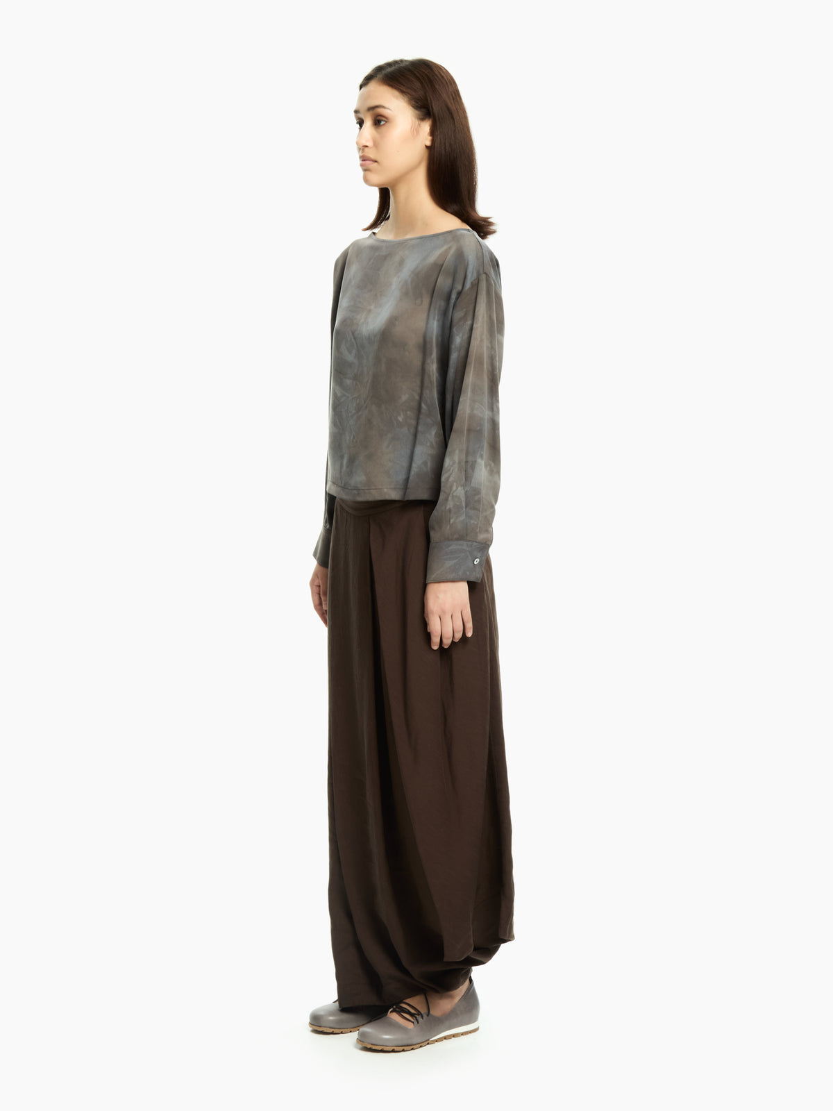 IXOS Blusa fluida con stampa astratta  GRIGIO