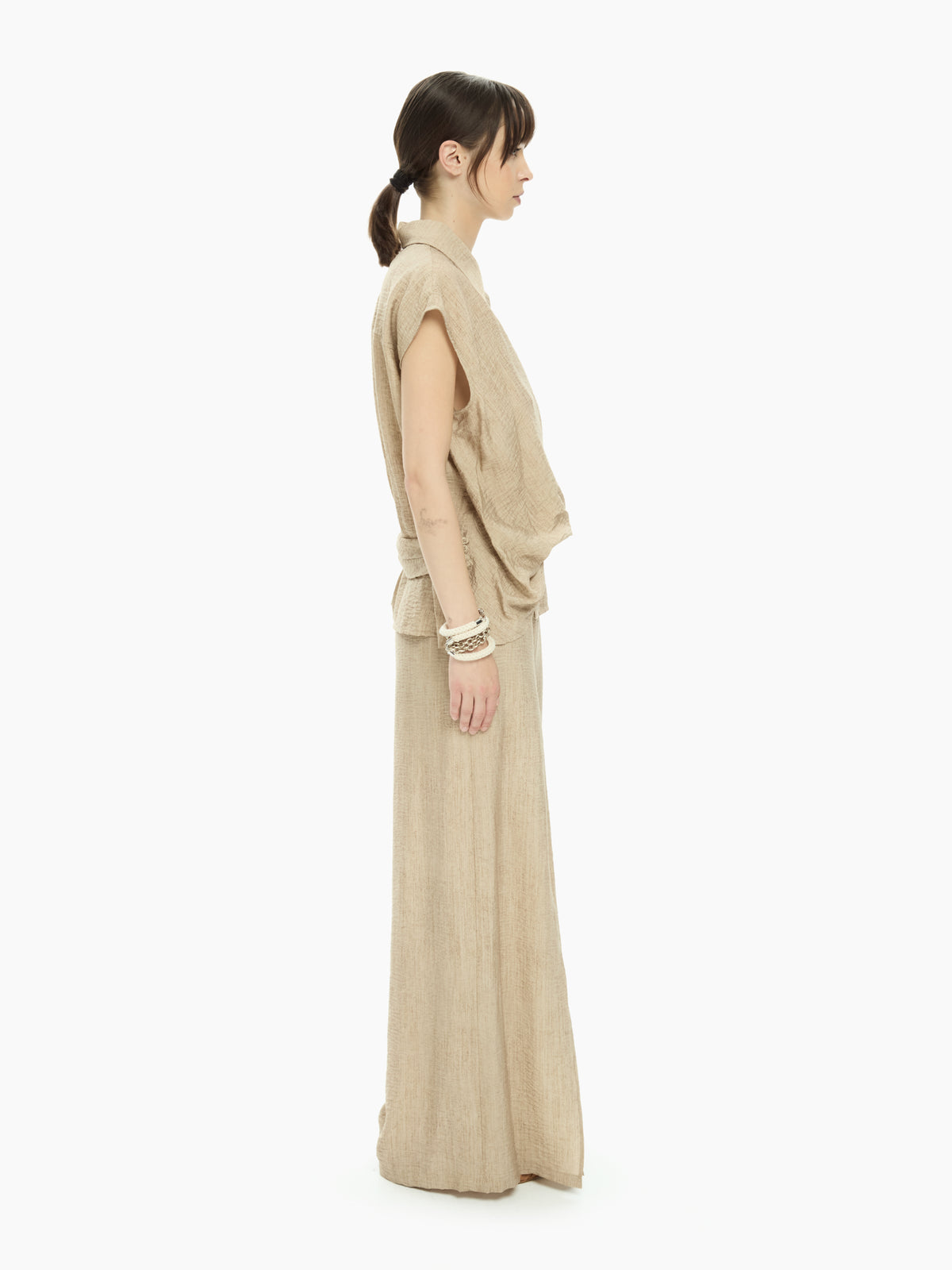 IXOS Camicia smanicata con pannello drappeggiato BEIGE