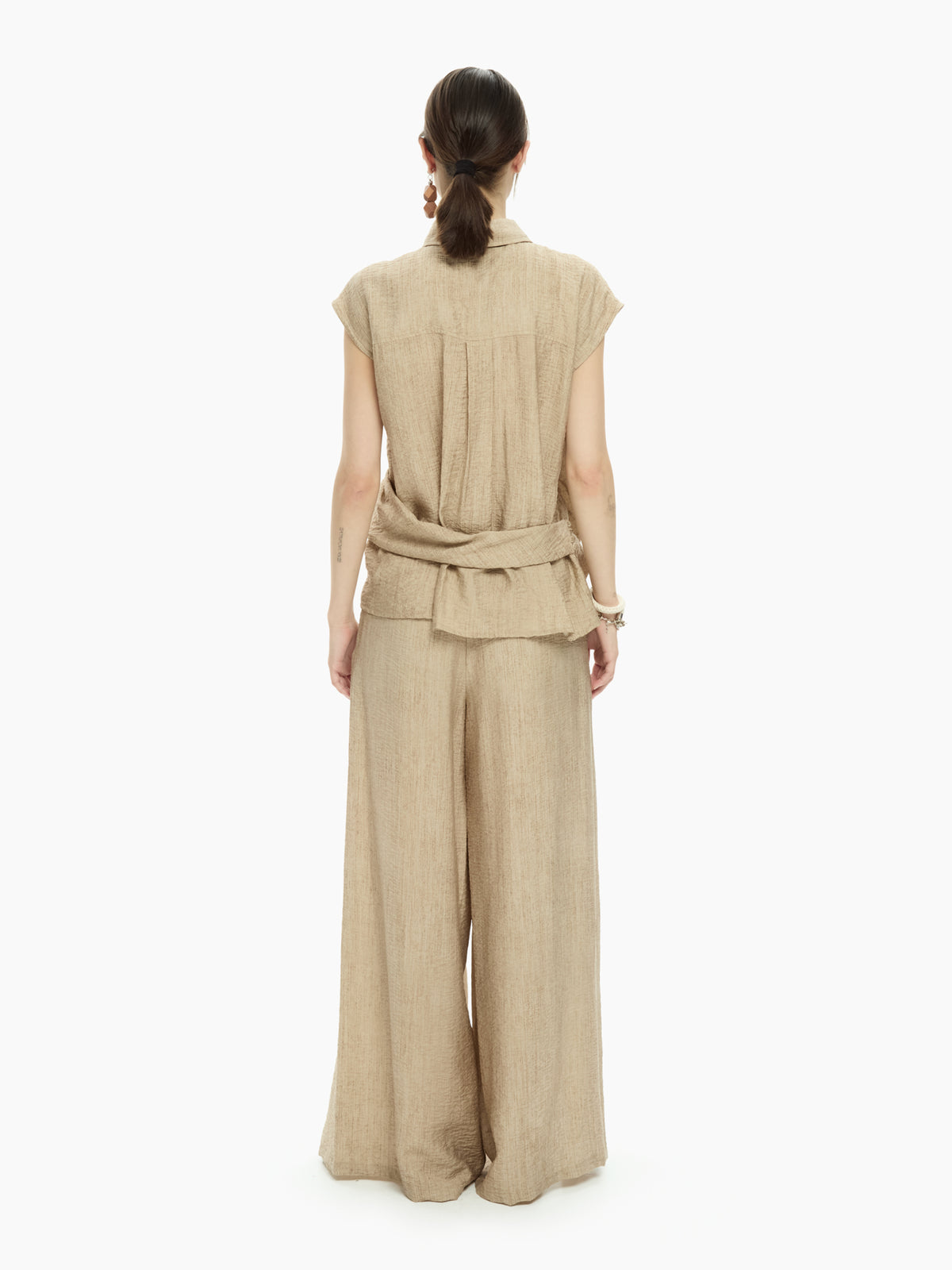 IXOS Camicia smanicata con pannello drappeggiato BEIGE