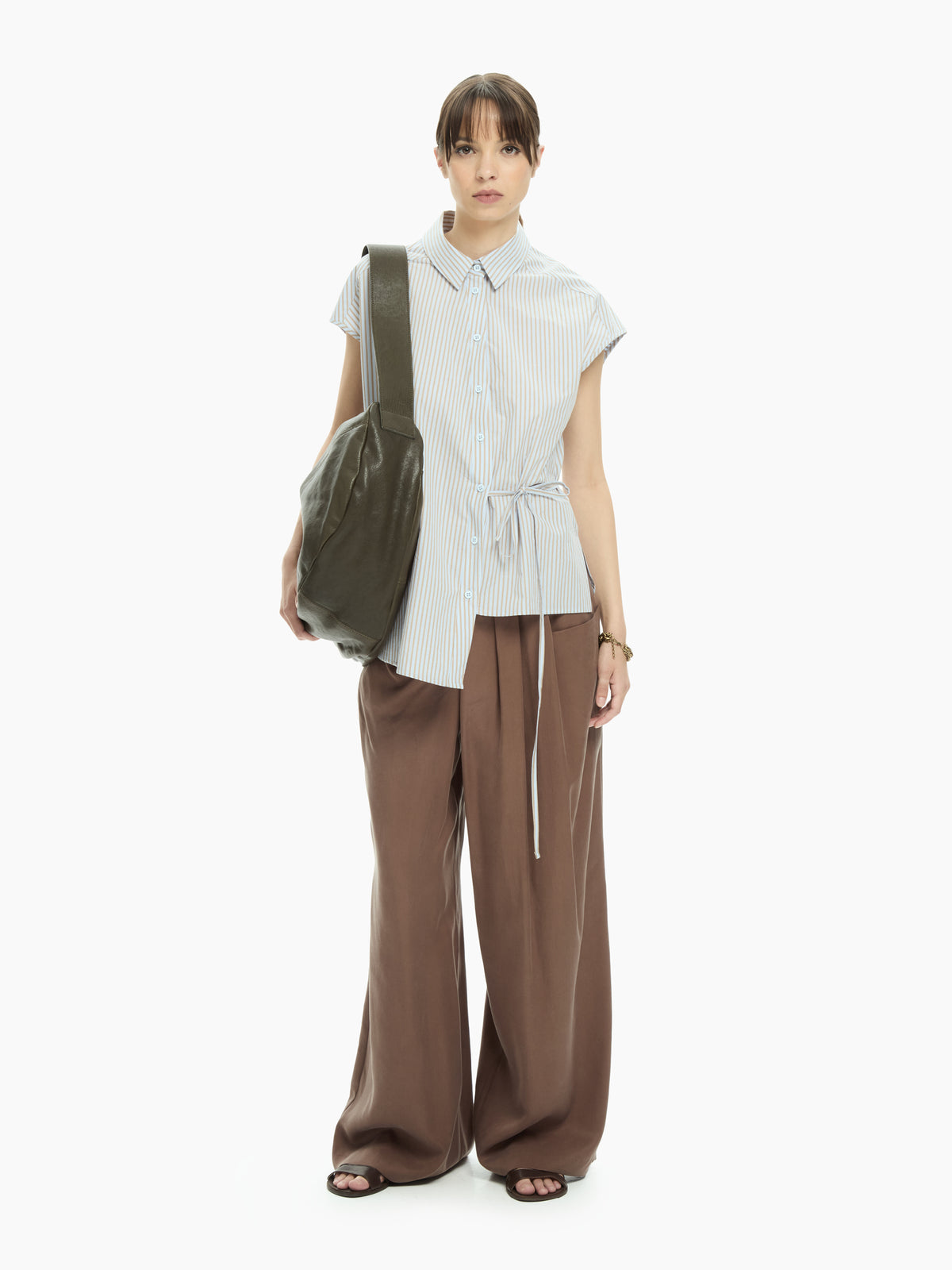 IXOS Camicia smanicata con cintura AZZURRO