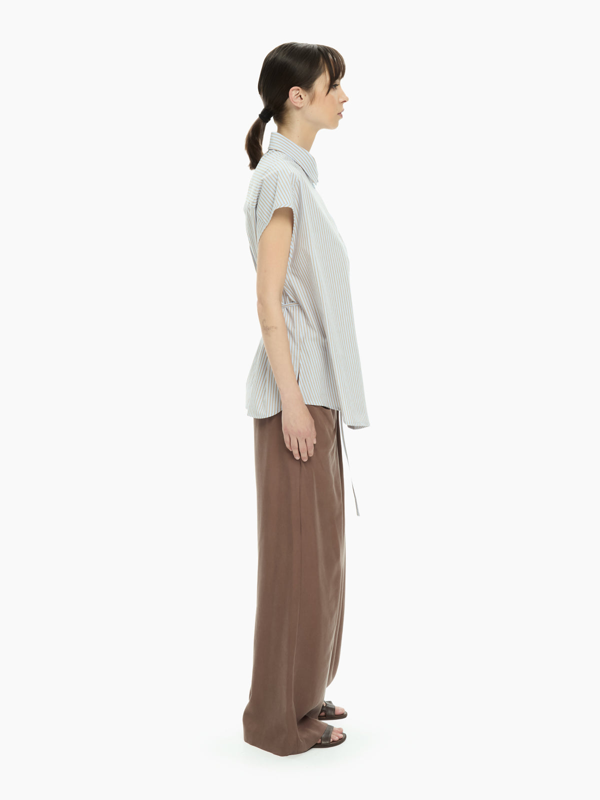 IXOS Camicia smanicata con cintura AZZURRO