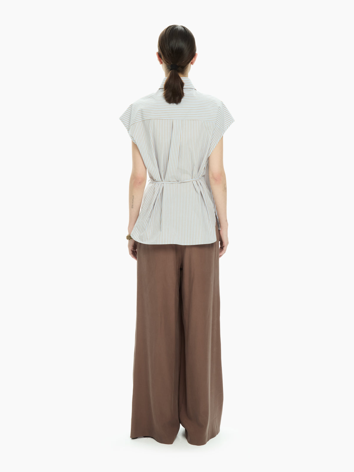 IXOS Camicia smanicata con cintura AZZURRO