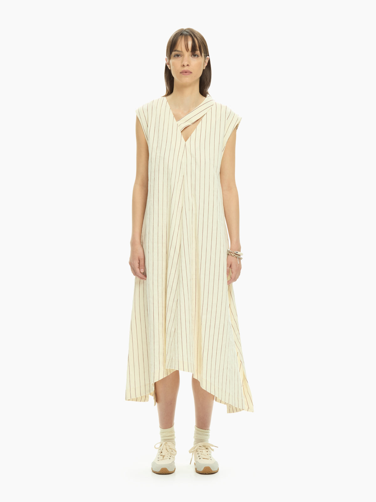 IXOS Abito camicia a righe BEIGE