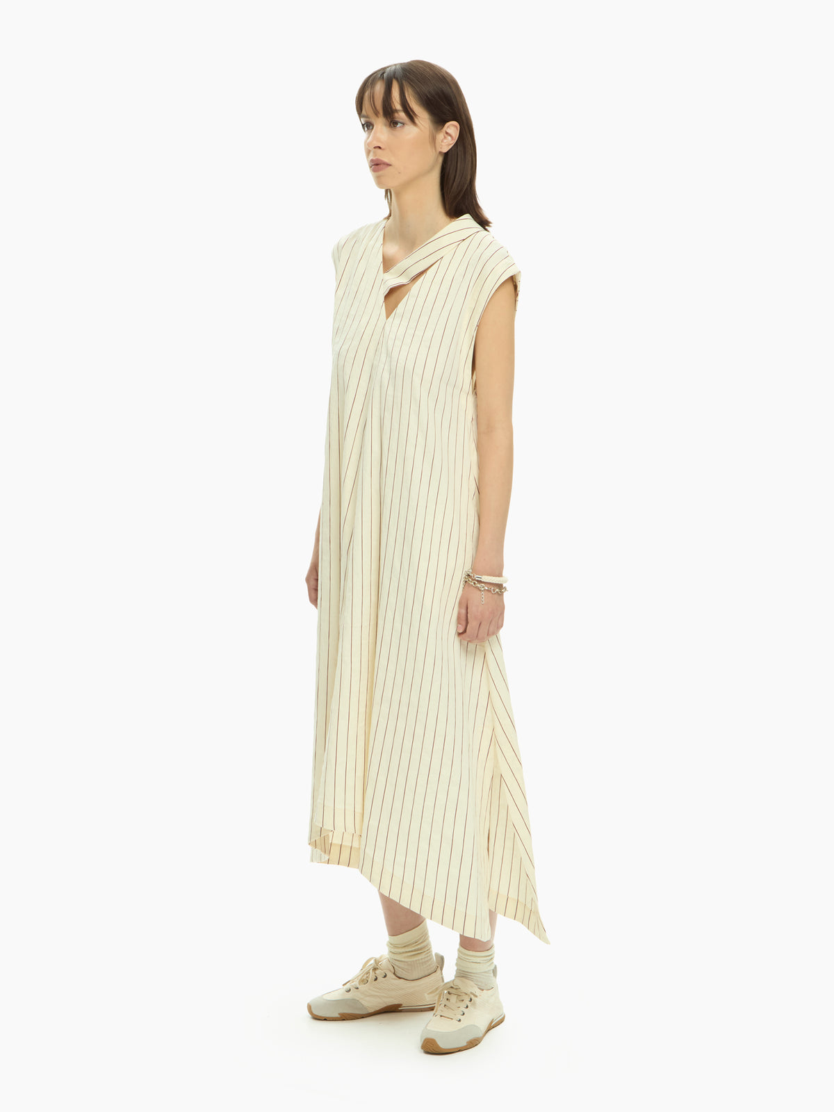 IXOS Abito camicia a righe BEIGE