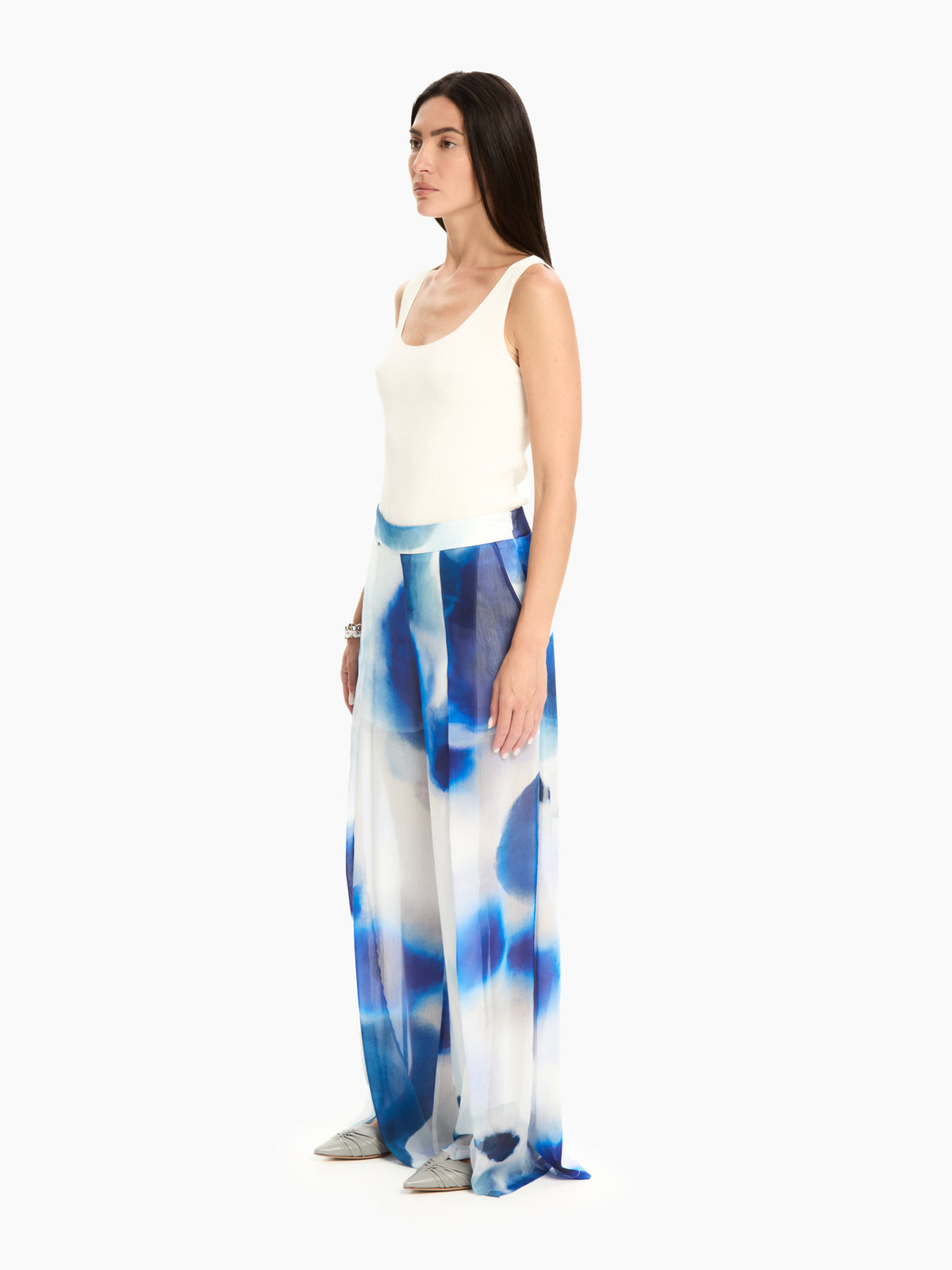 IXOS Pantaloni ampi con stampa astratta AZZURRO