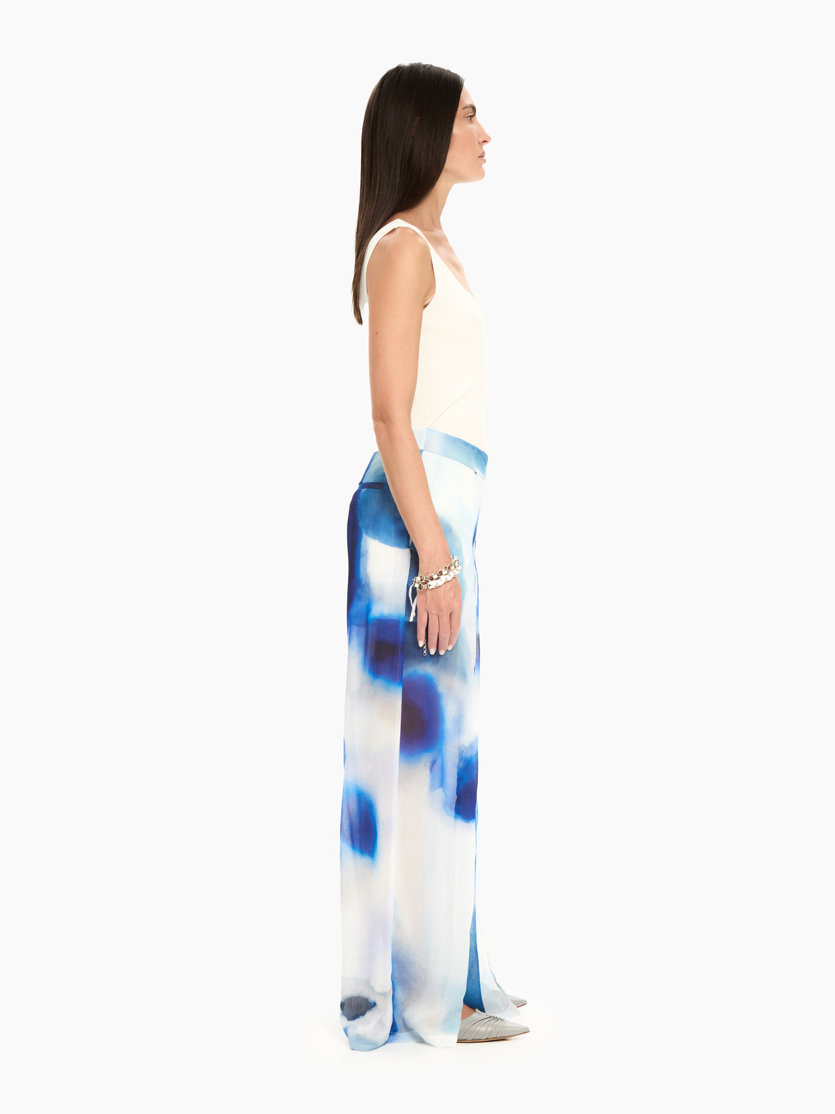 IXOS Pantaloni ampi con stampa astratta AZZURRO