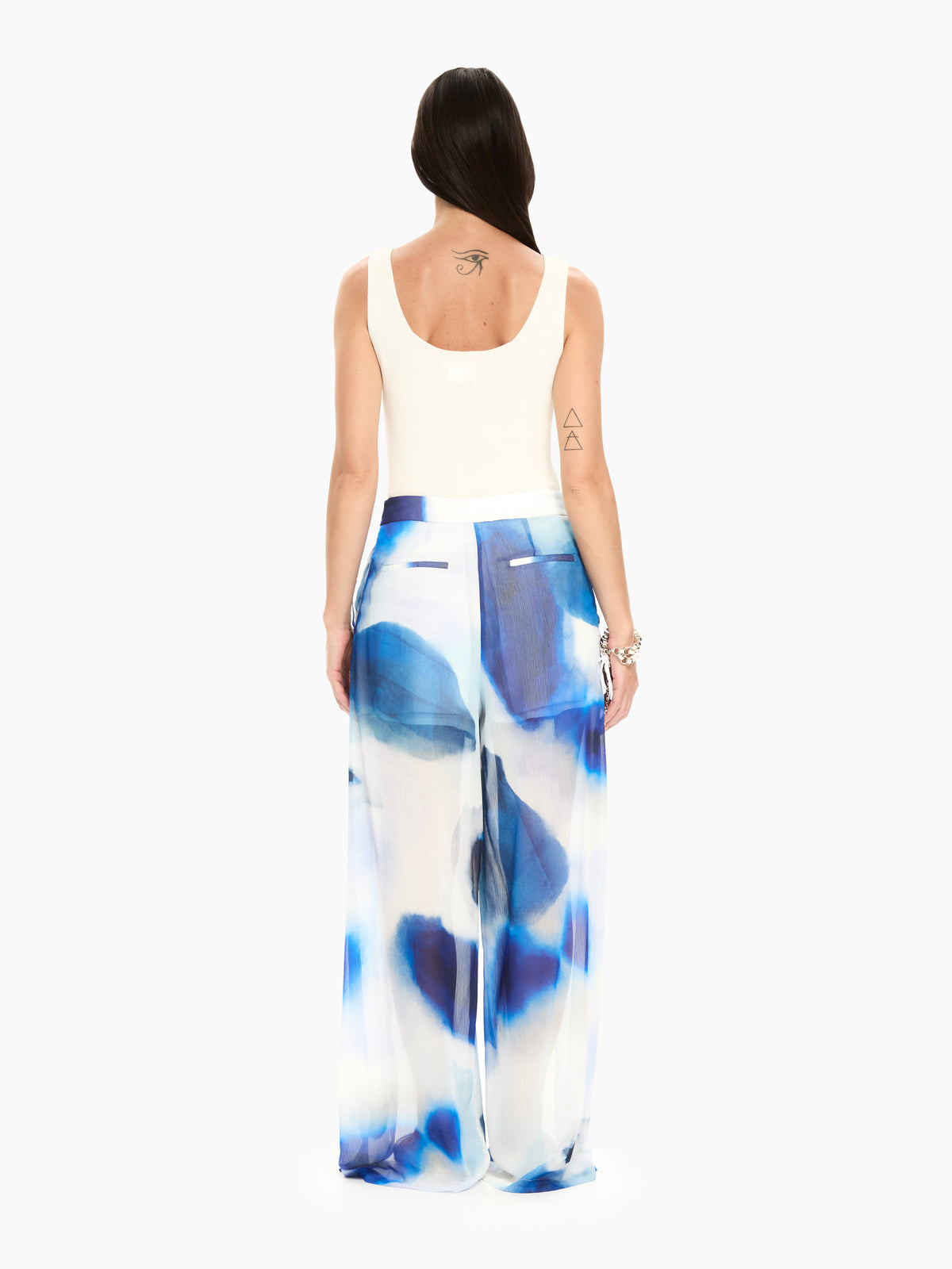 IXOS Pantaloni ampi con stampa astratta AZZURRO