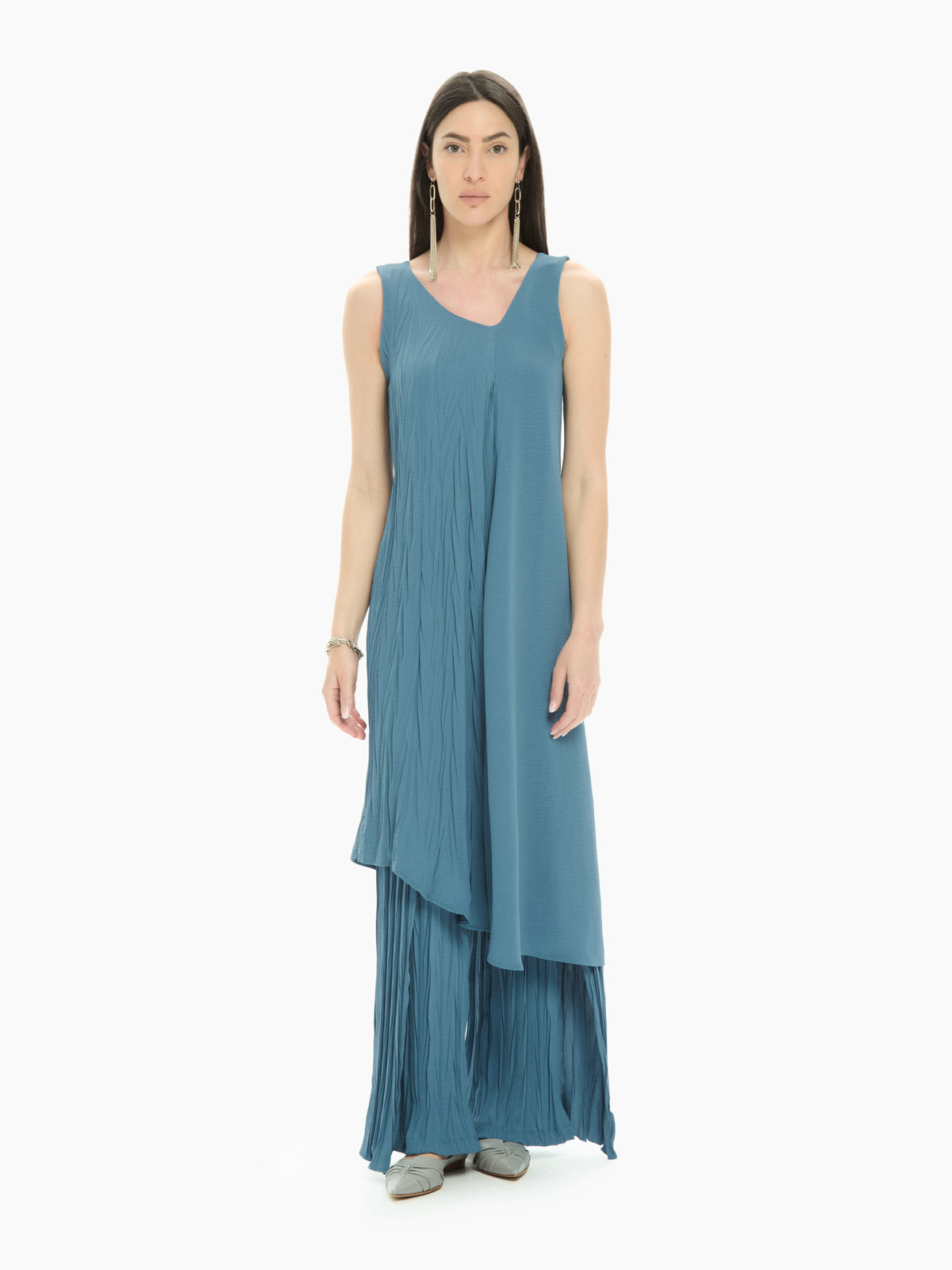 IXOS Pantalone plissé con pannello  AZZURRO