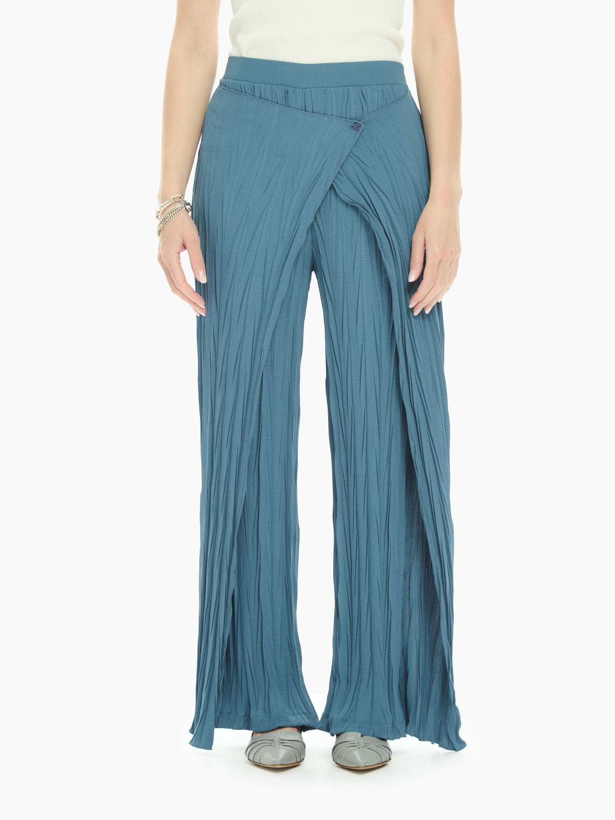 IXOS Pantalone plissé con pannello  AZZURRO