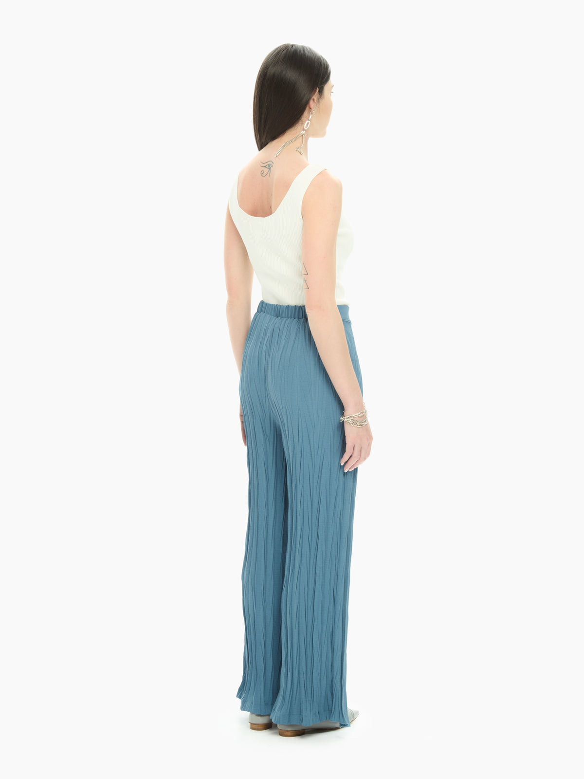 IXOS Pantalone plissé con pannello  AZZURRO