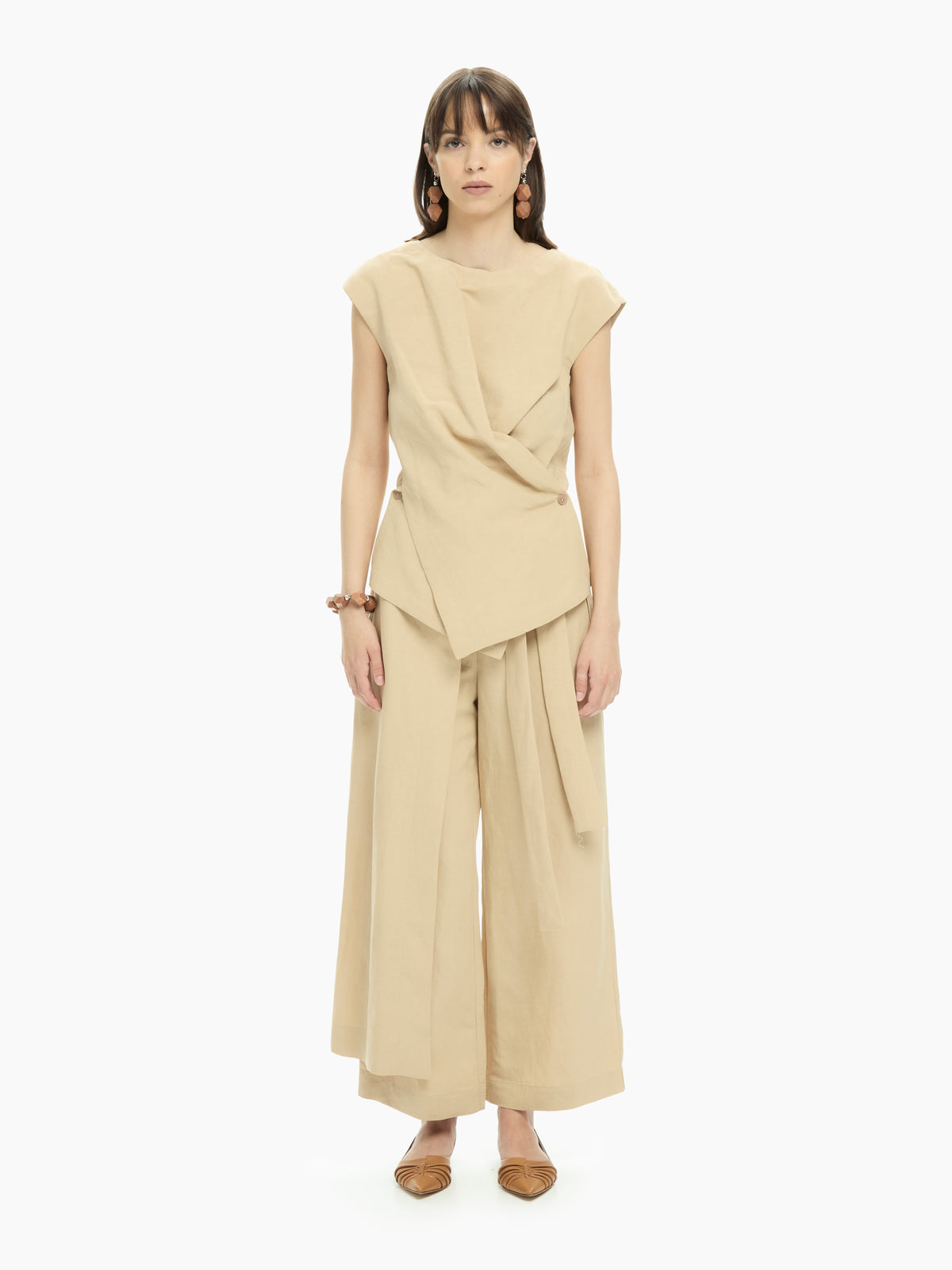 IXOS Pantalone ampio con cintura incrociata BEIGE