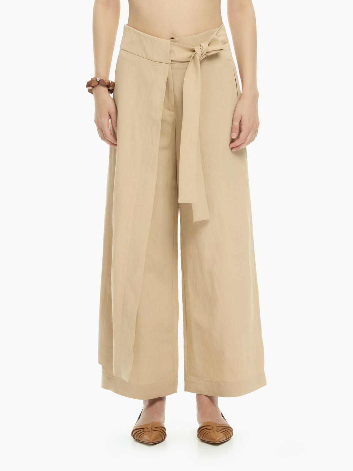 IXOS Pantalone ampio con cintura incrociata BEIGE