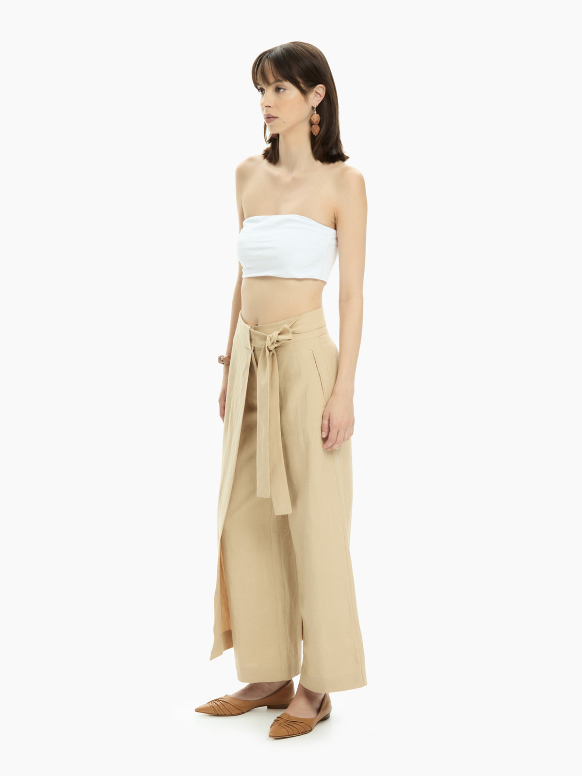 IXOS Pantalone ampio con cintura incrociata BEIGE
