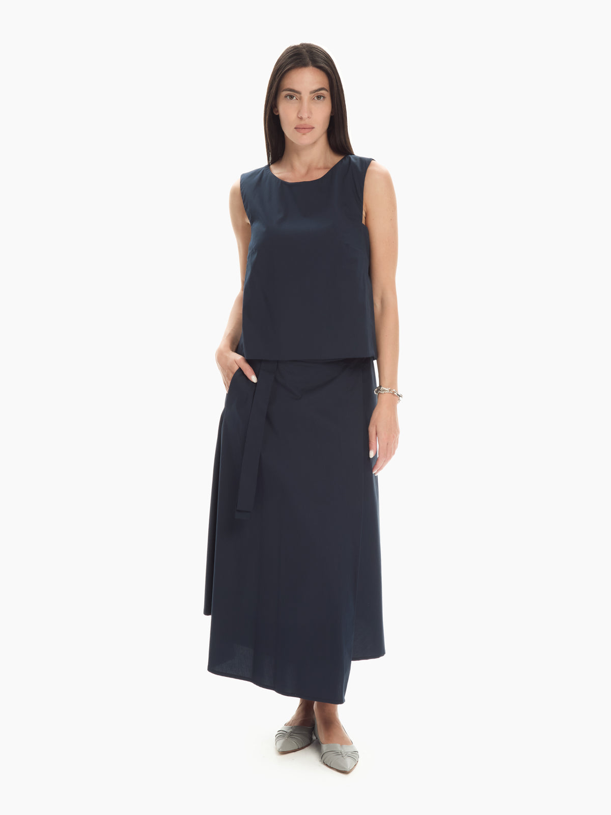 IXOS Gonna midi asimmetrica BLU NOTTE