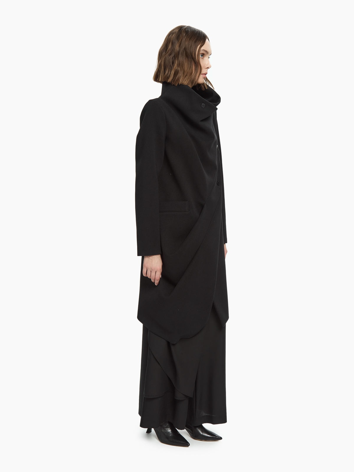 IXOS Cappotto asimmetrico drappeggiato NERO