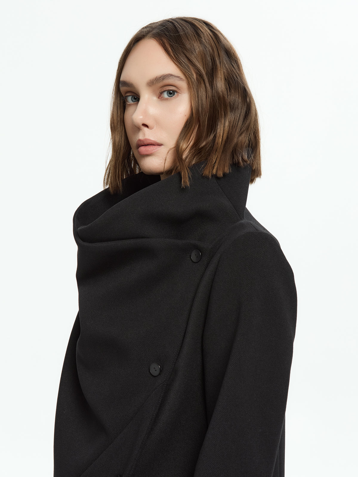 IXOS Cappotto asimmetrico drappeggiato NERO