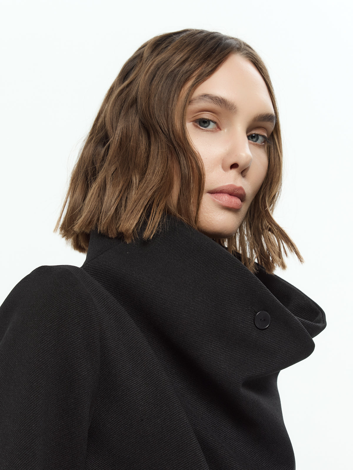 IXOS Cappotto asimmetrico drappeggiato NERO