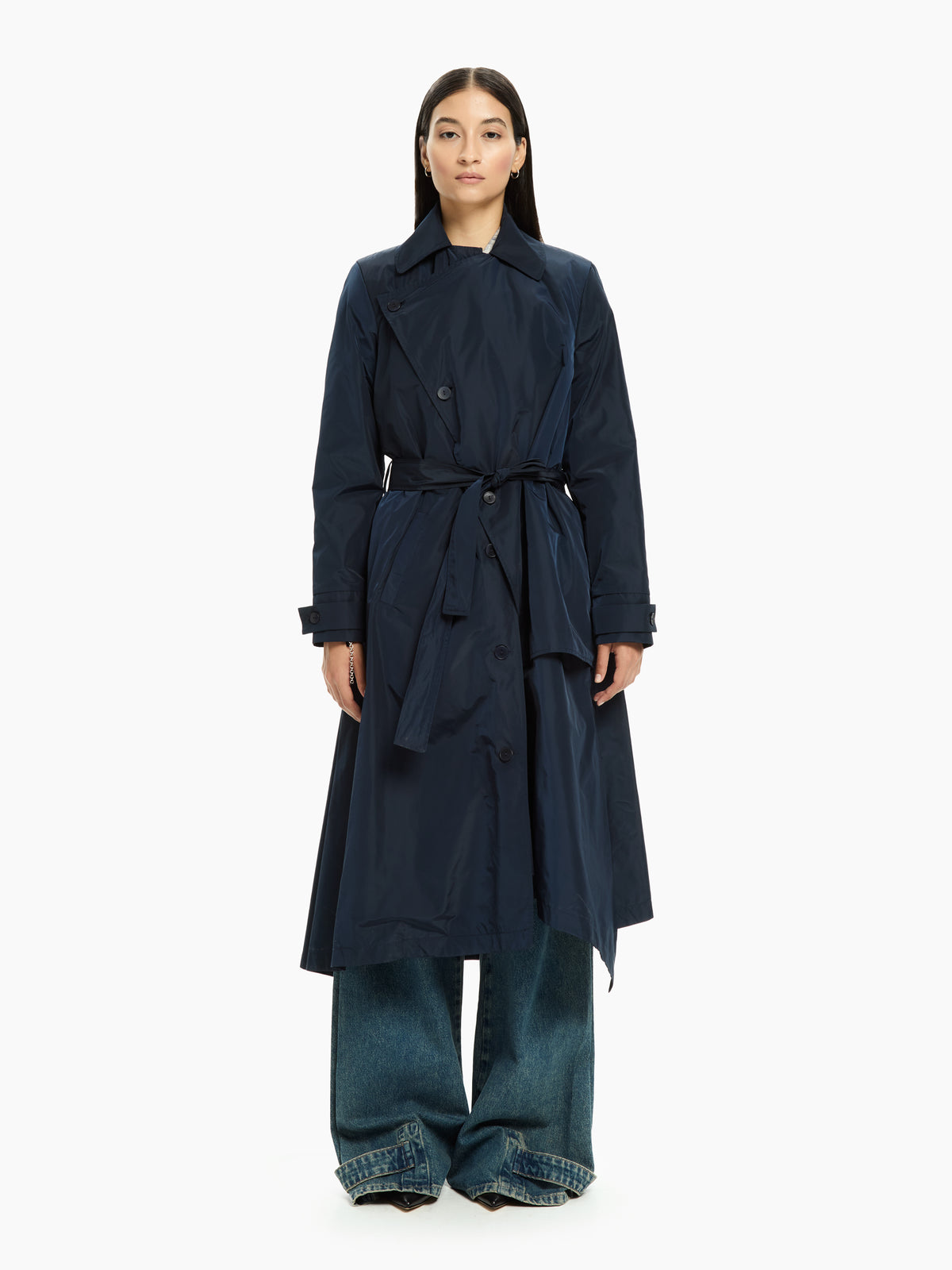 IXOS Trench asimmetrico con cintura BLU