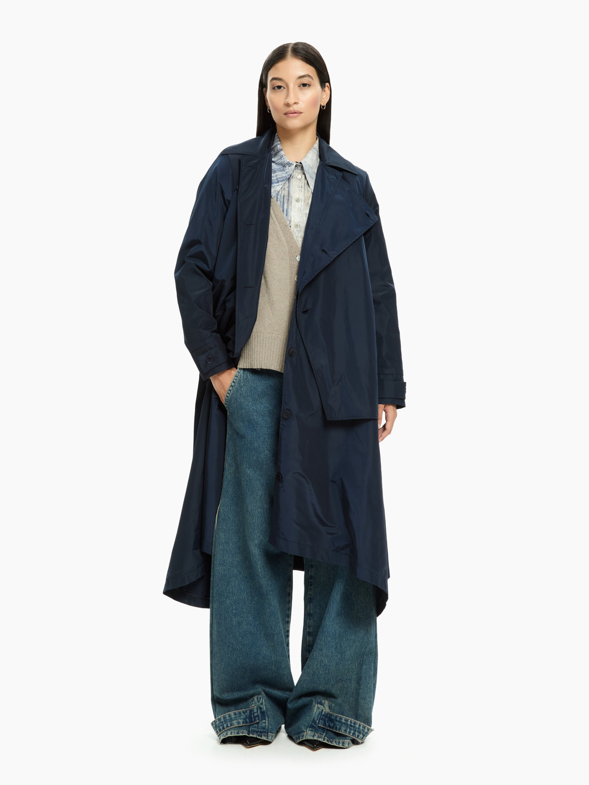 IXOS Trench asimmetrico con cintura BLU