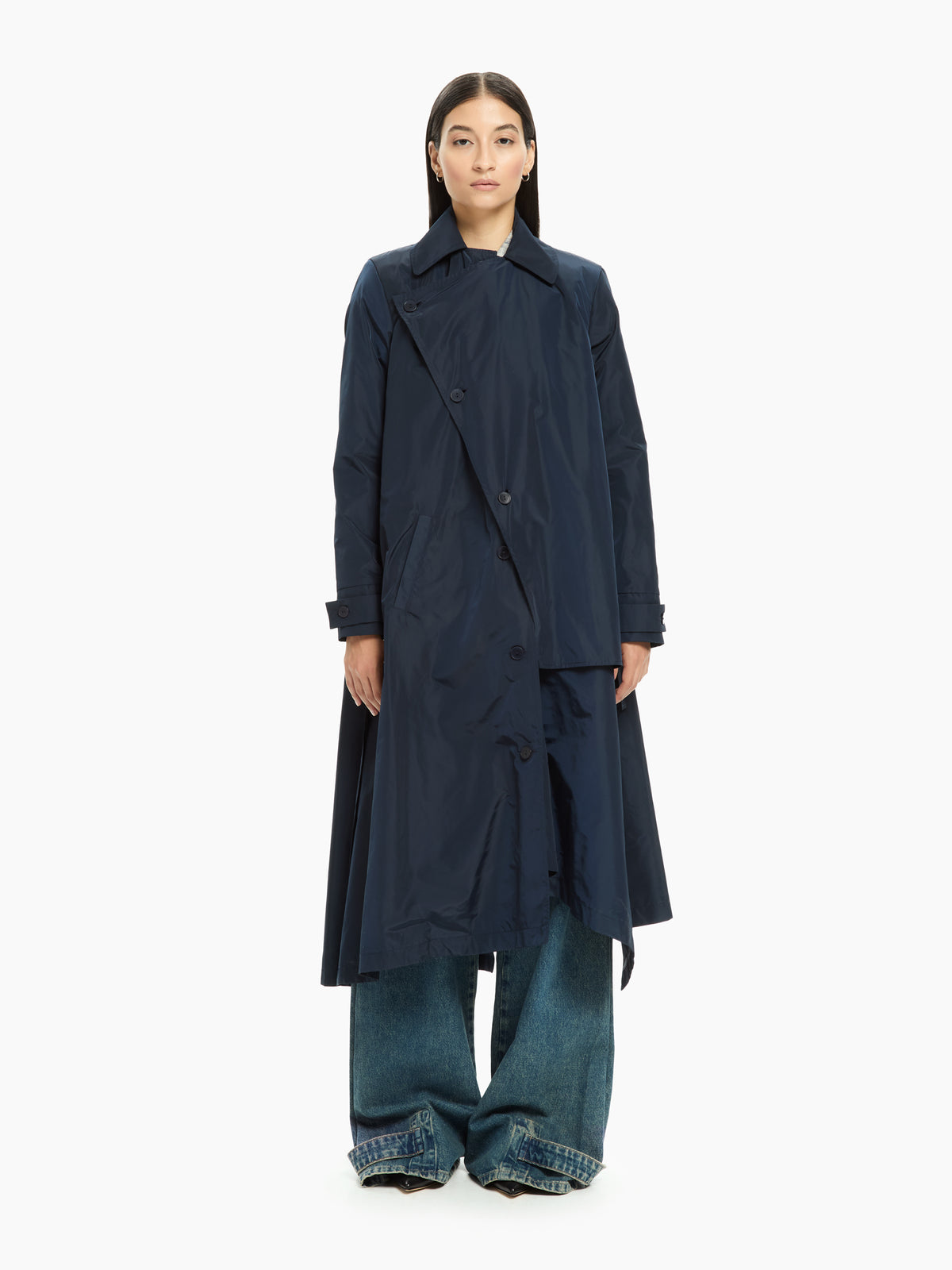 IXOS Trench asimmetrico con cintura BLU
