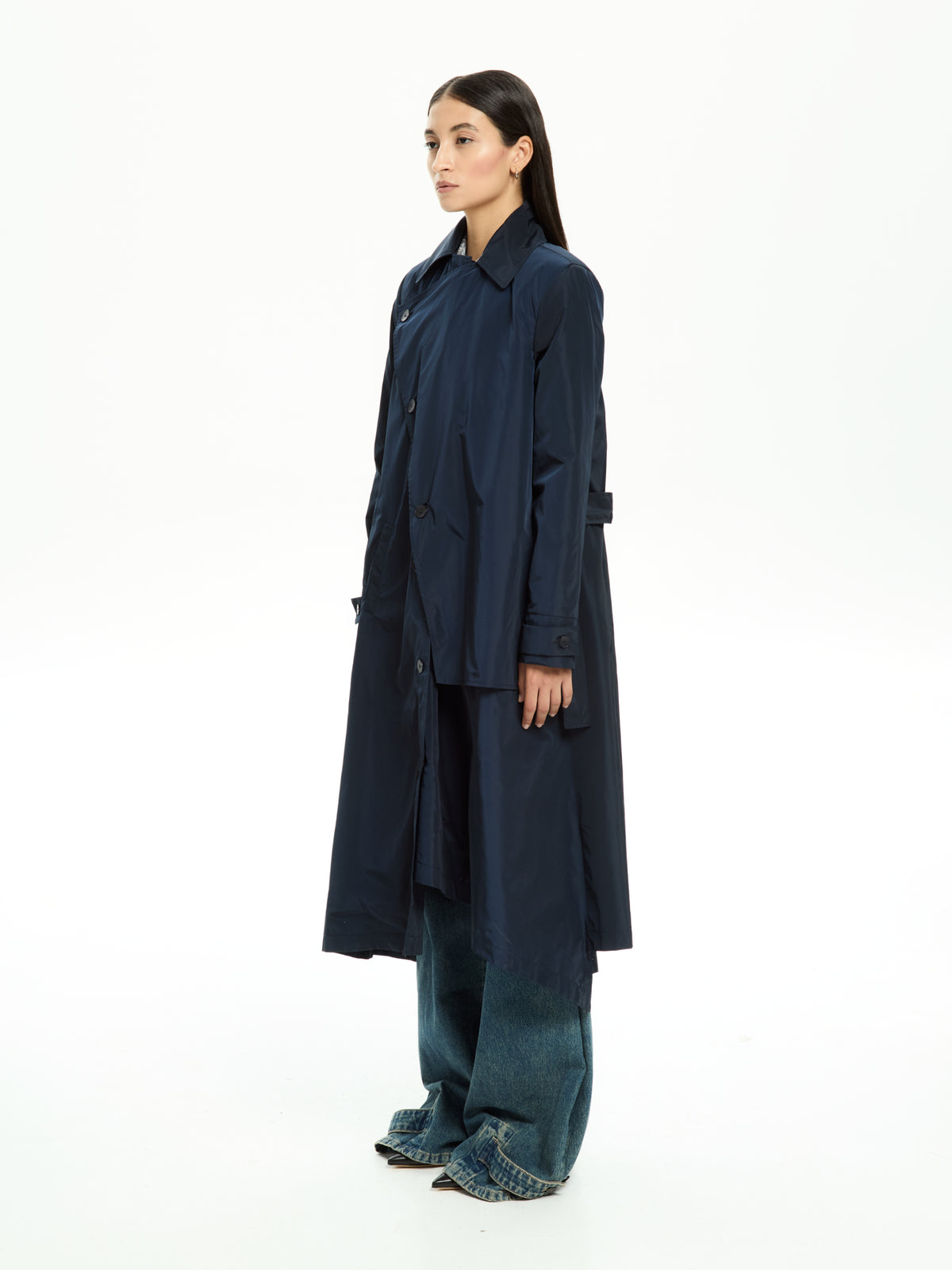 IXOS Trench asimmetrico con cintura BLU