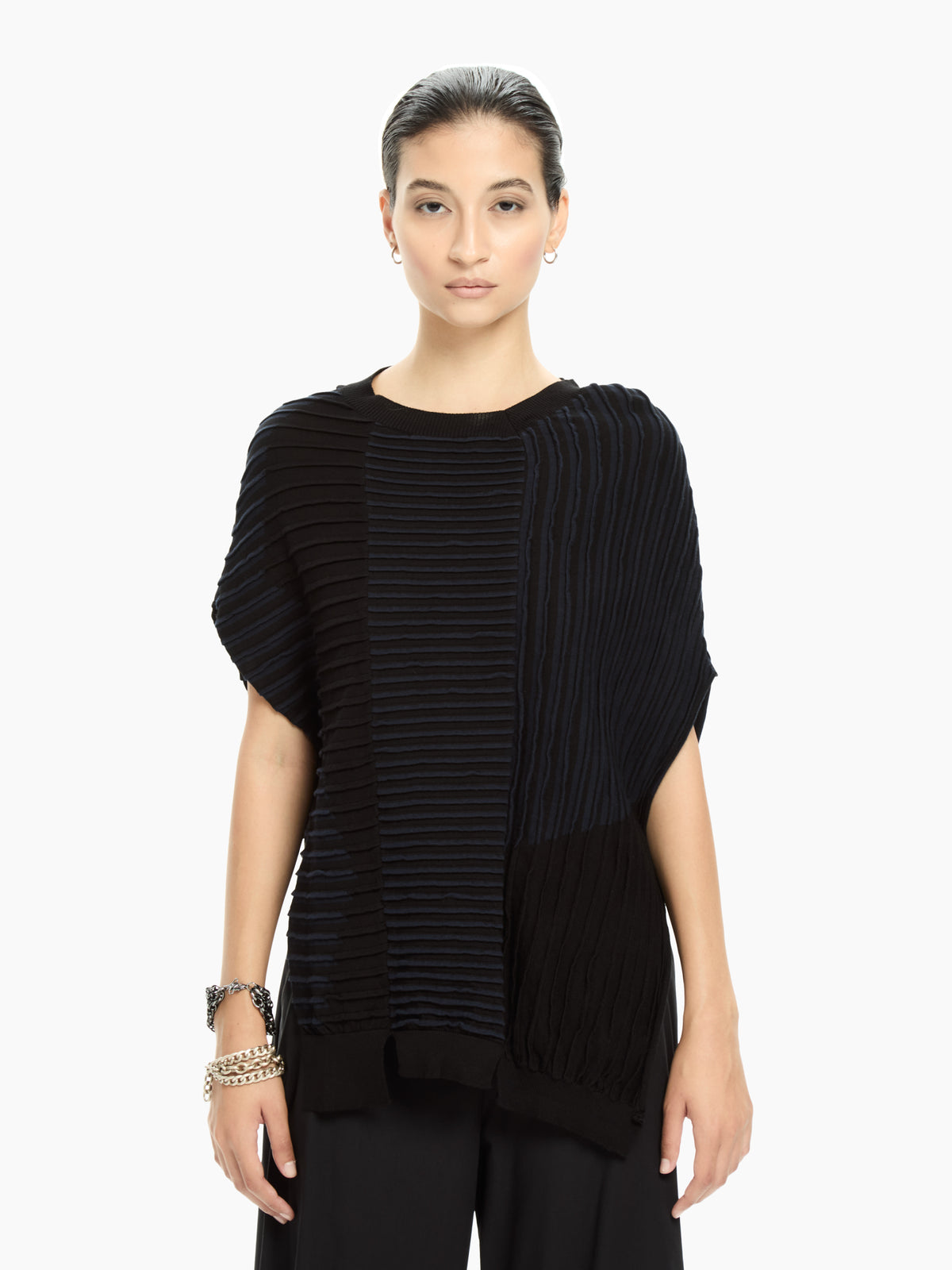 IXOS Maglia in tricot con pannelli a coste NERO