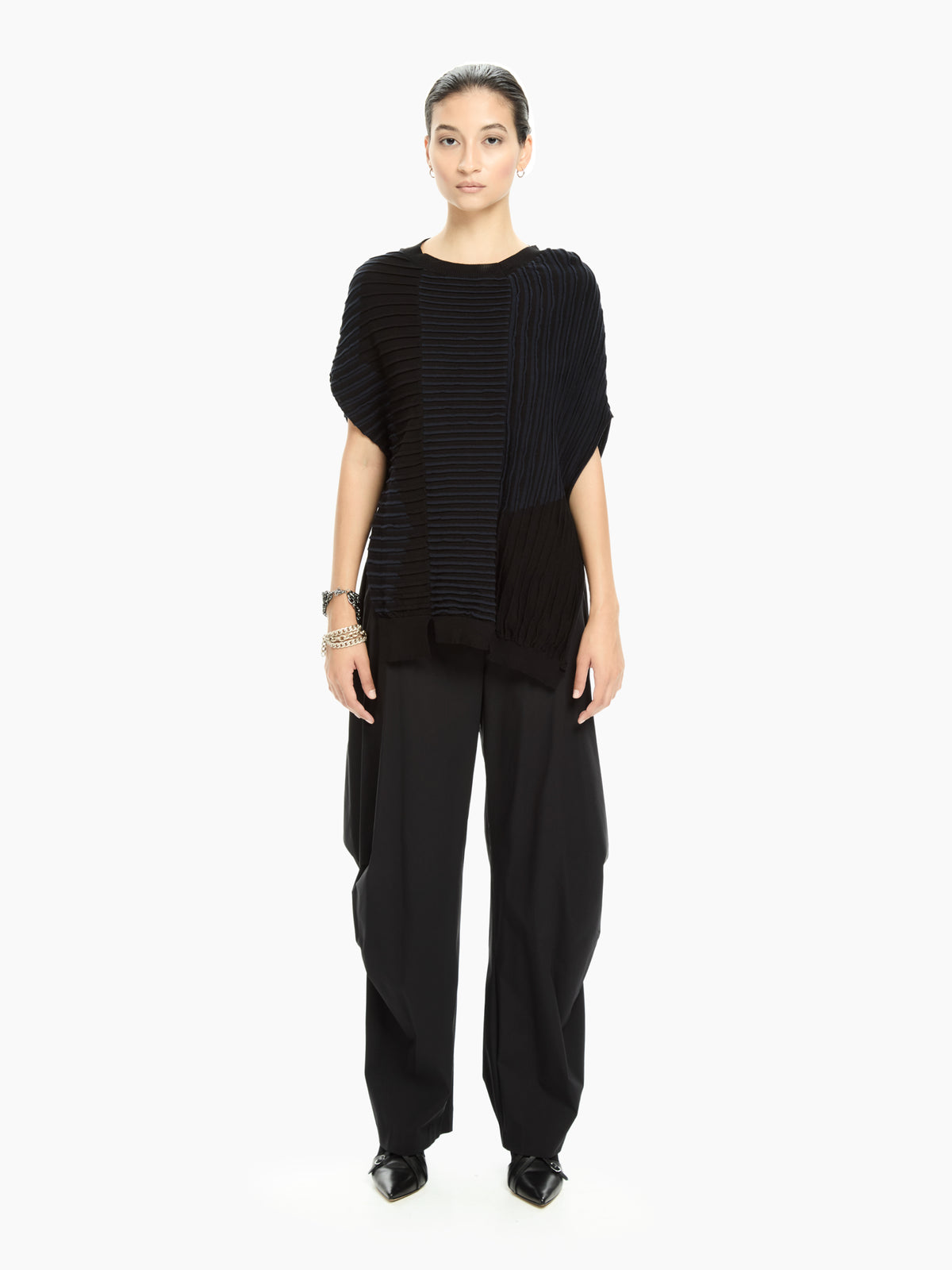 IXOS Maglia in tricot con pannelli a coste NERO