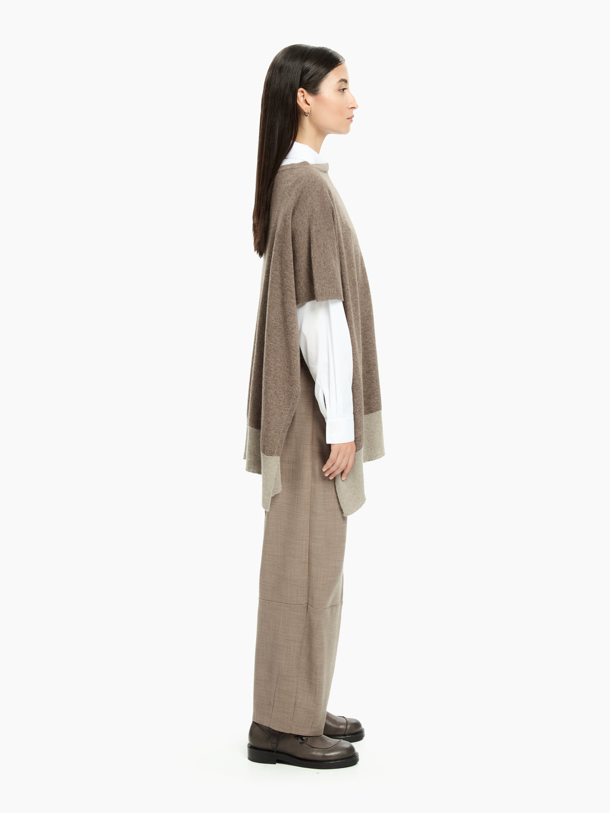 IXOS Poncho in maglia bicolore MARRONE